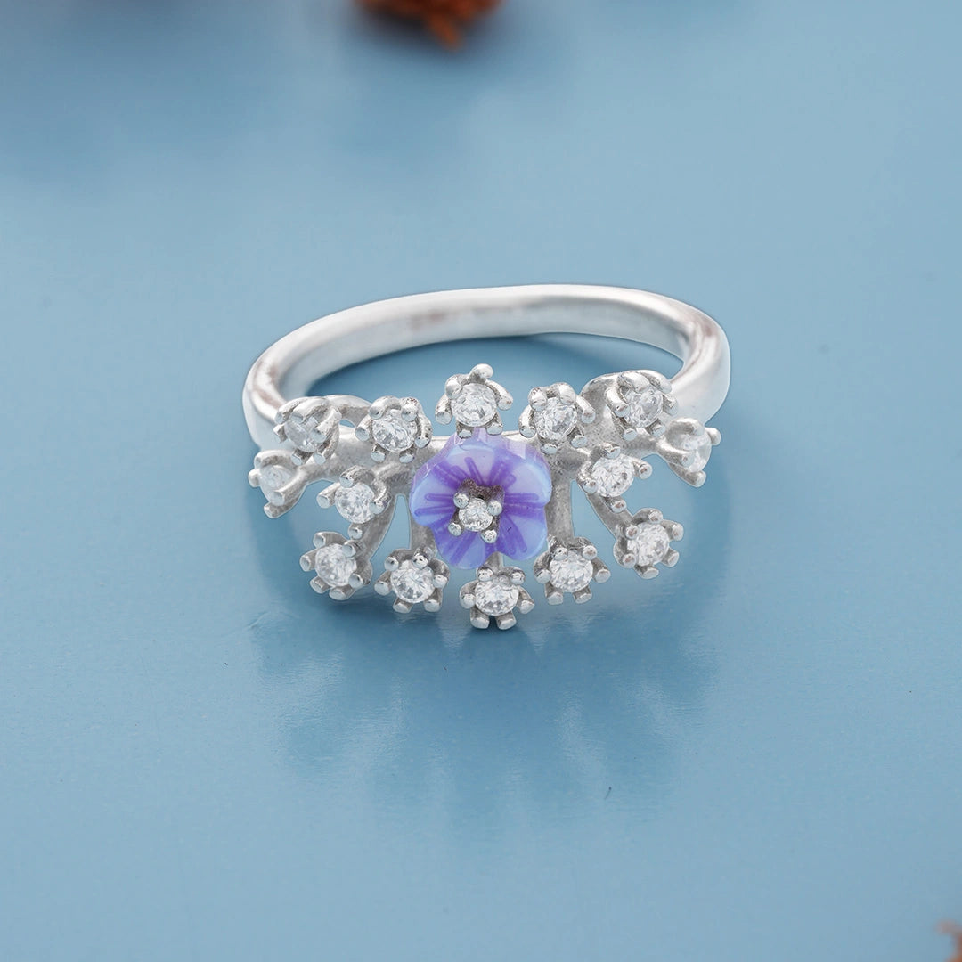 Silver Floral Cluster Ring Ishna