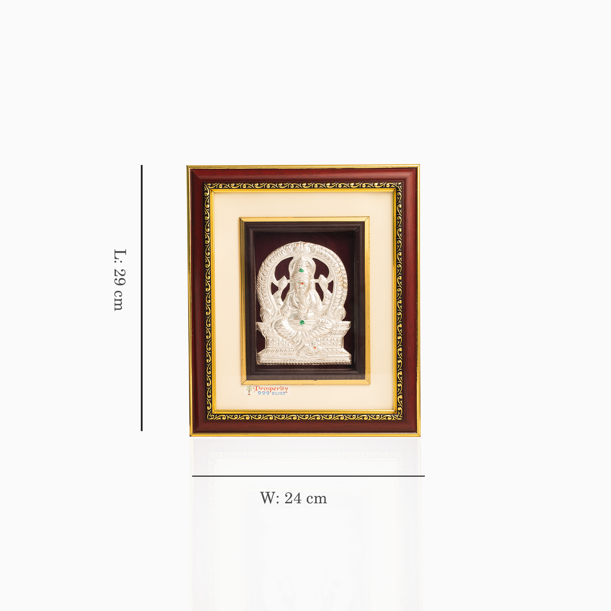 Silver Ganesha pooja room wall frame