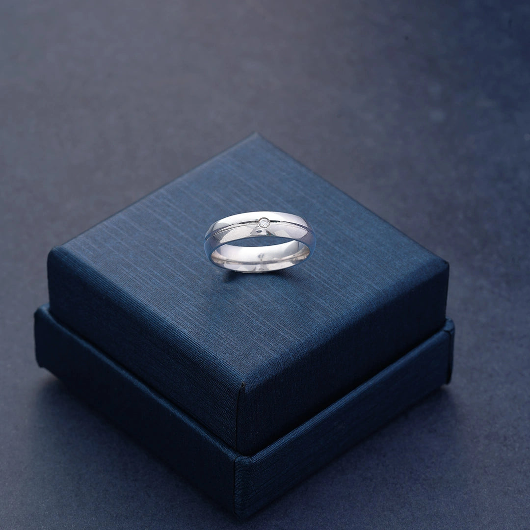Silver Groove Band Ring Ishna