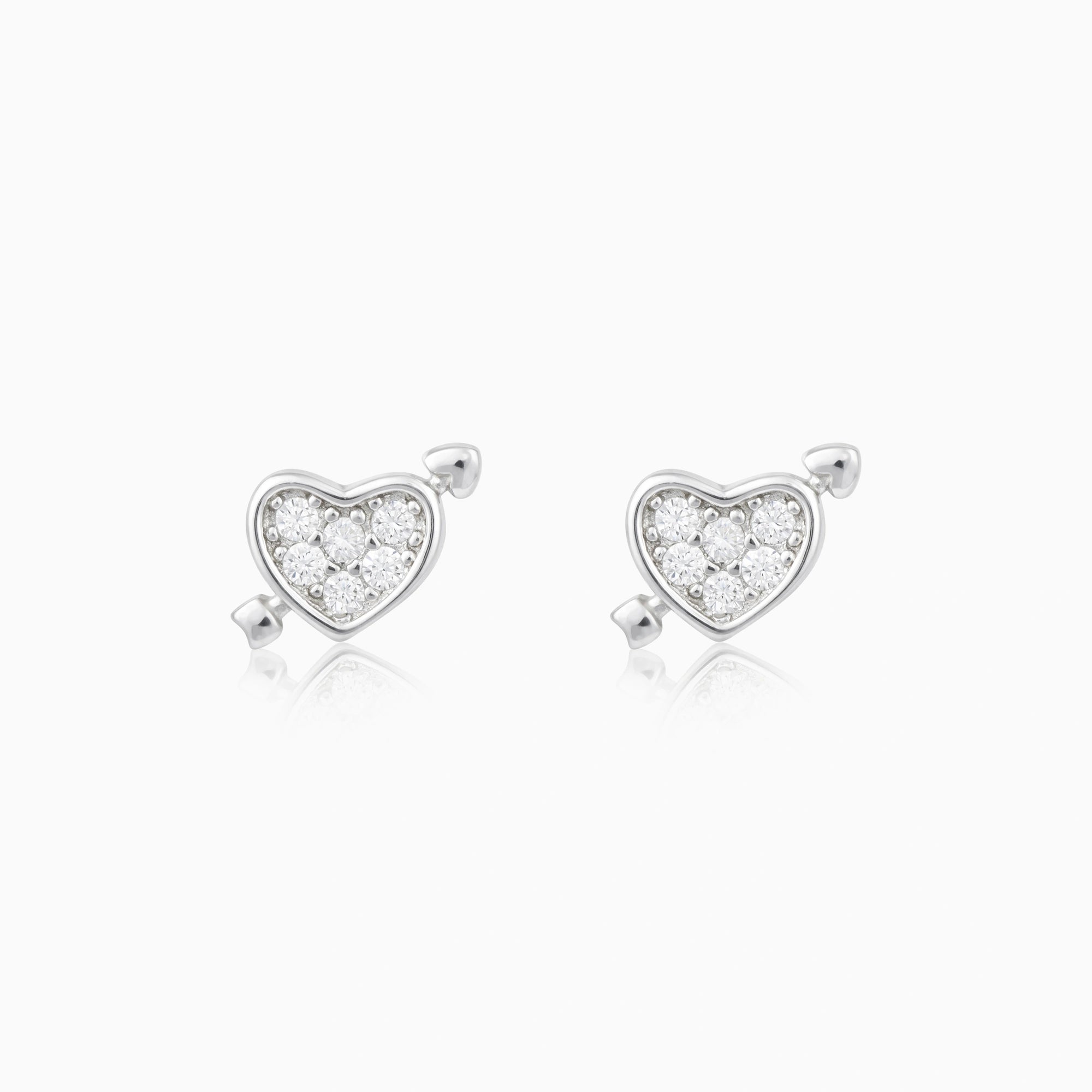 Silver Heart CZ Earrings Ishna
