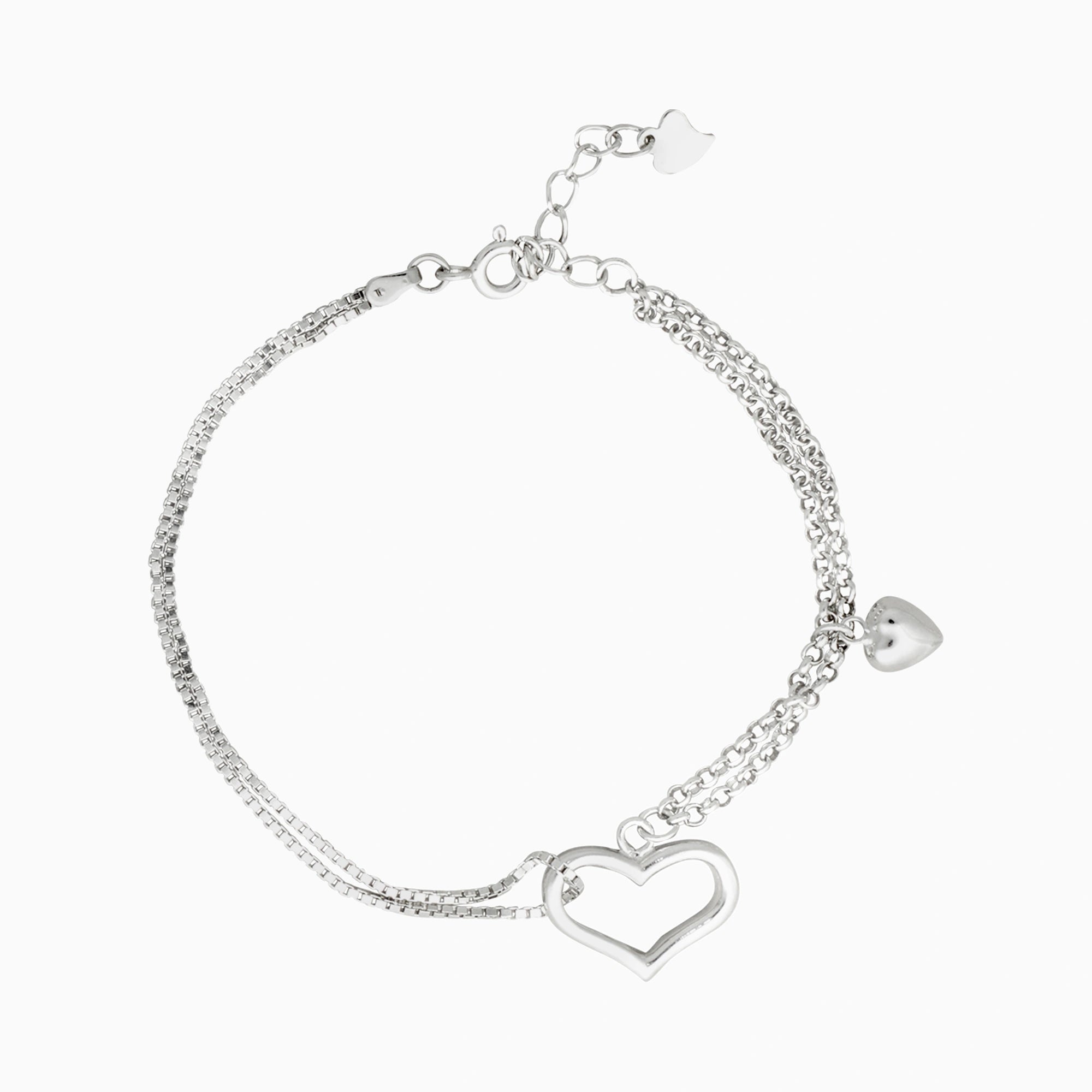 Silver Heart Charm Motif Bracelet
