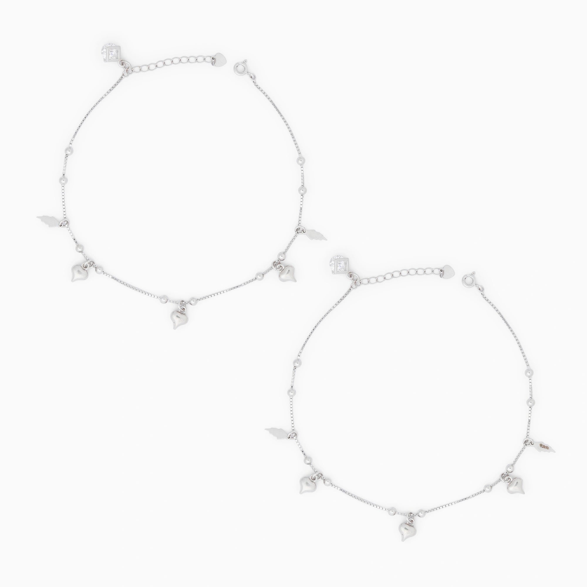 Silver Heart Leaf Motif Anklet Ishna