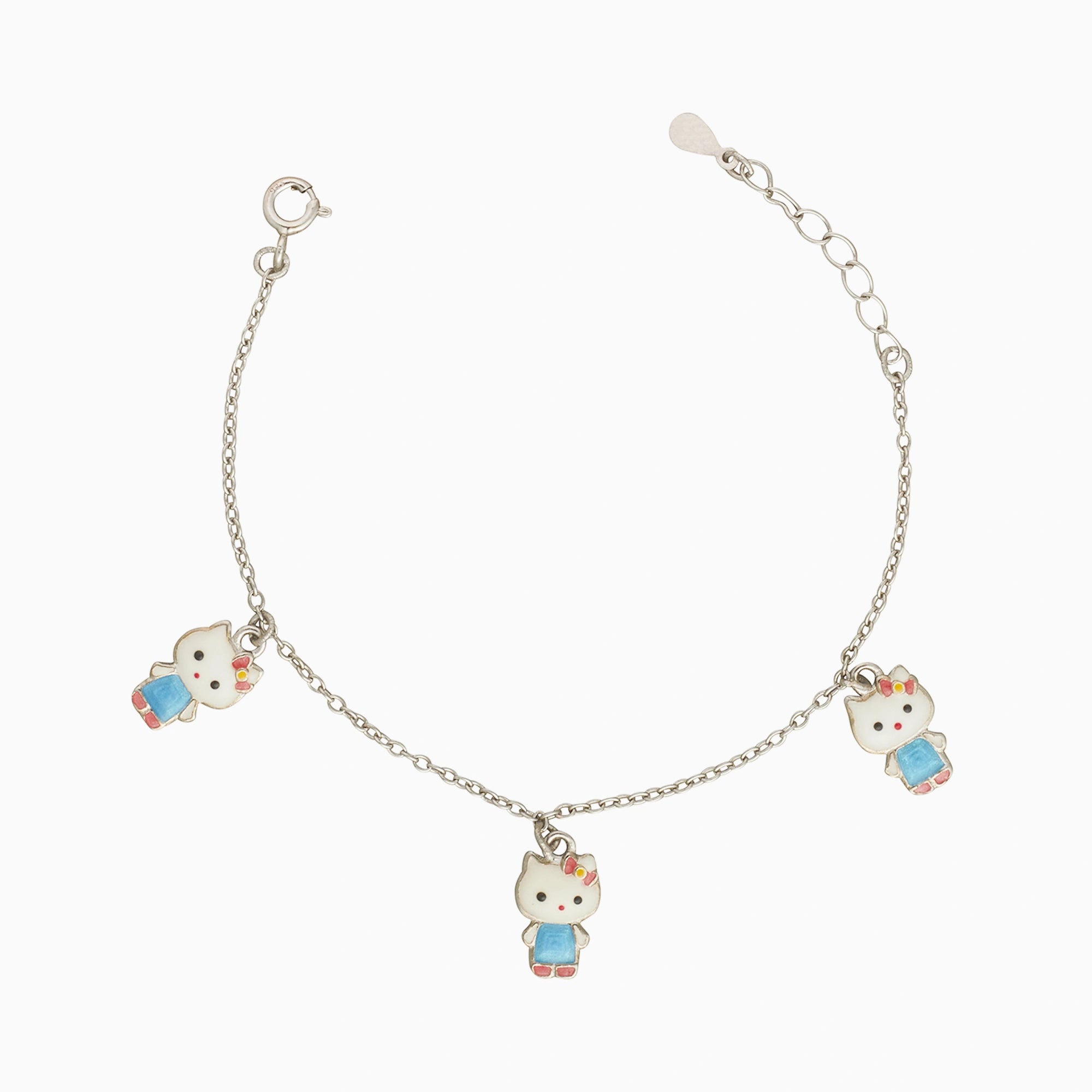Silver Hello Kitty Charm Motif Bracelet Ishna