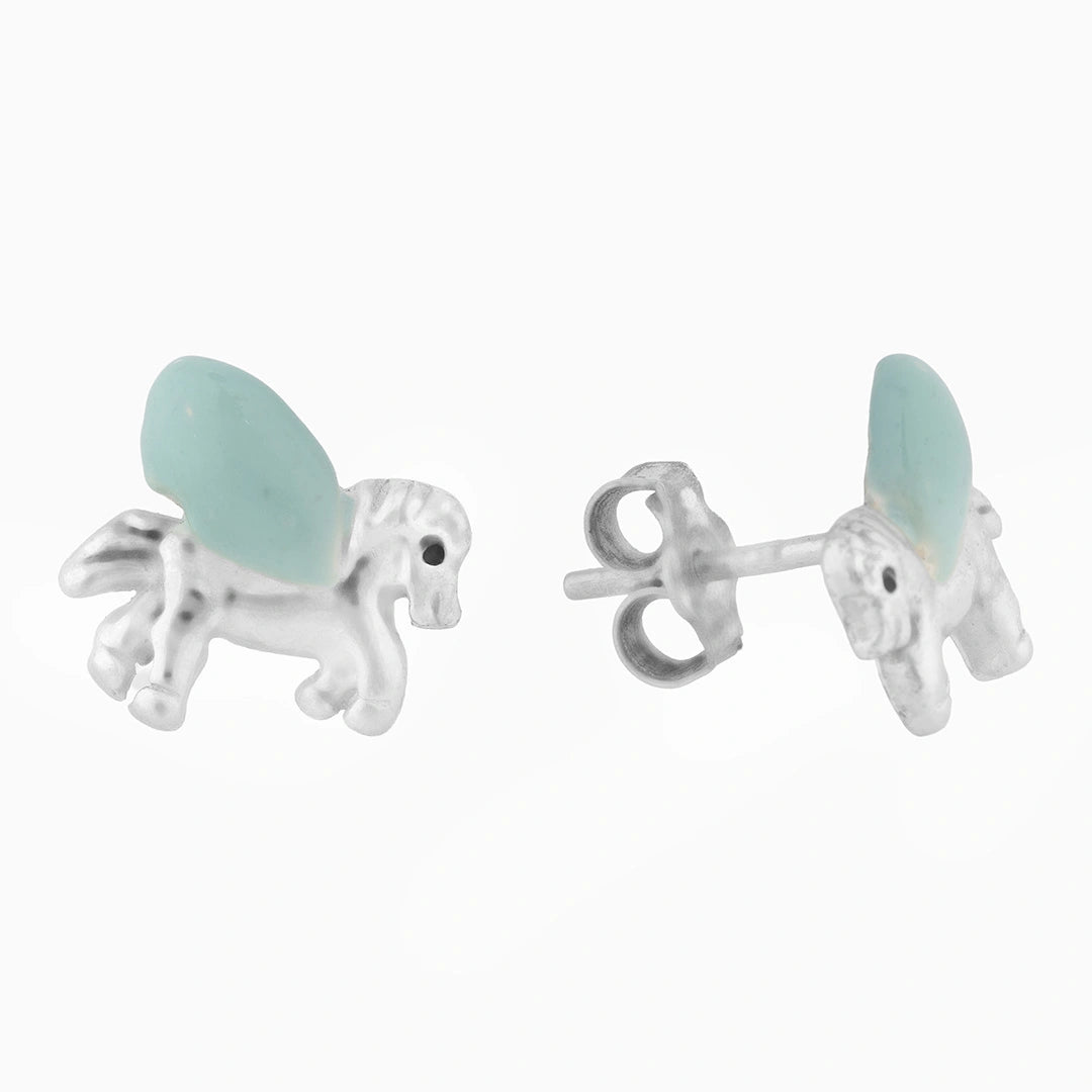 Silver Horse Charm Kids Studs Ishna
