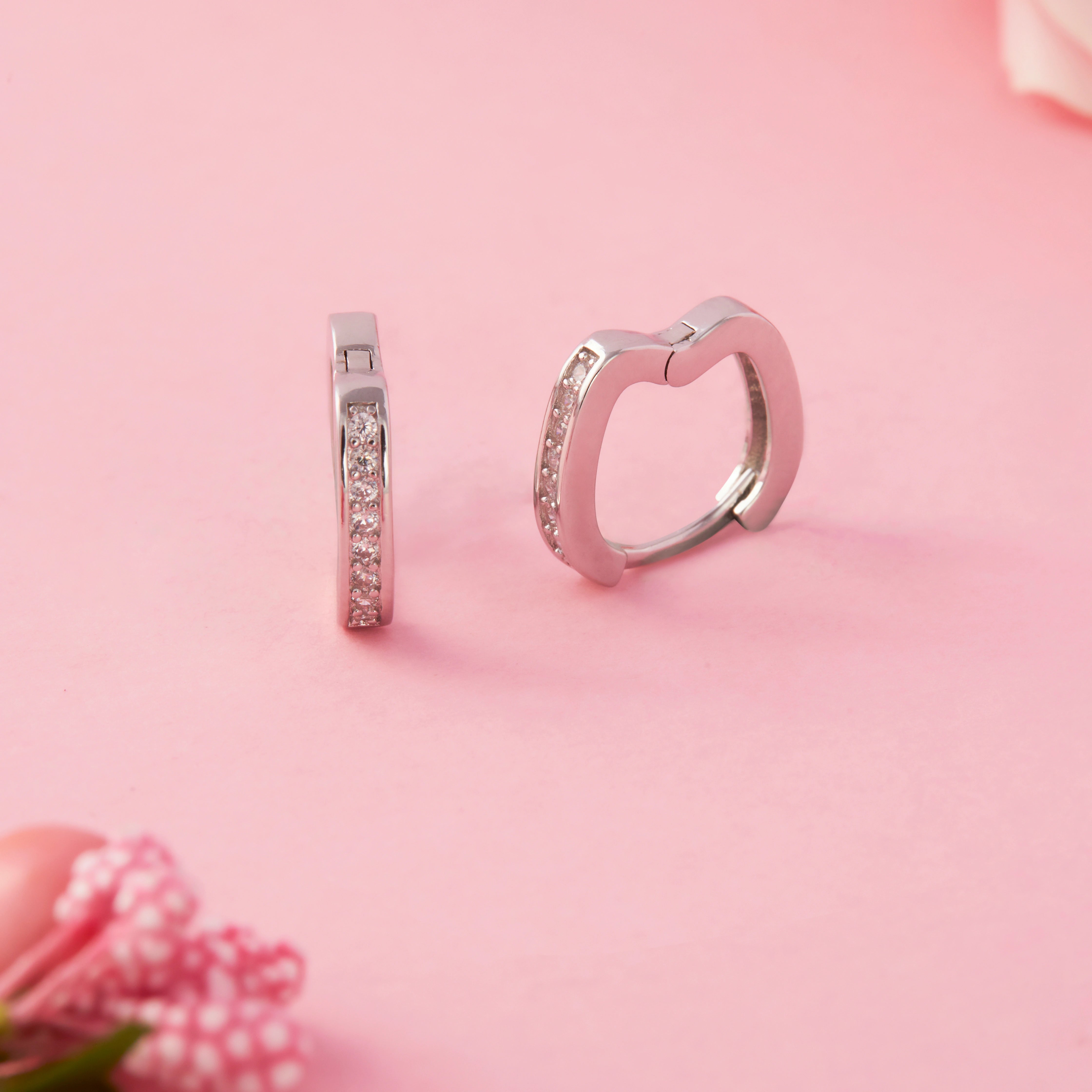 Silver Huggie Hoops Stud Earrings Ishna