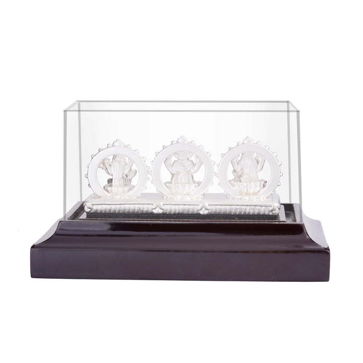 Silver Idol Set of Lakshmi, Ganesh & Saraswathi for Pooja