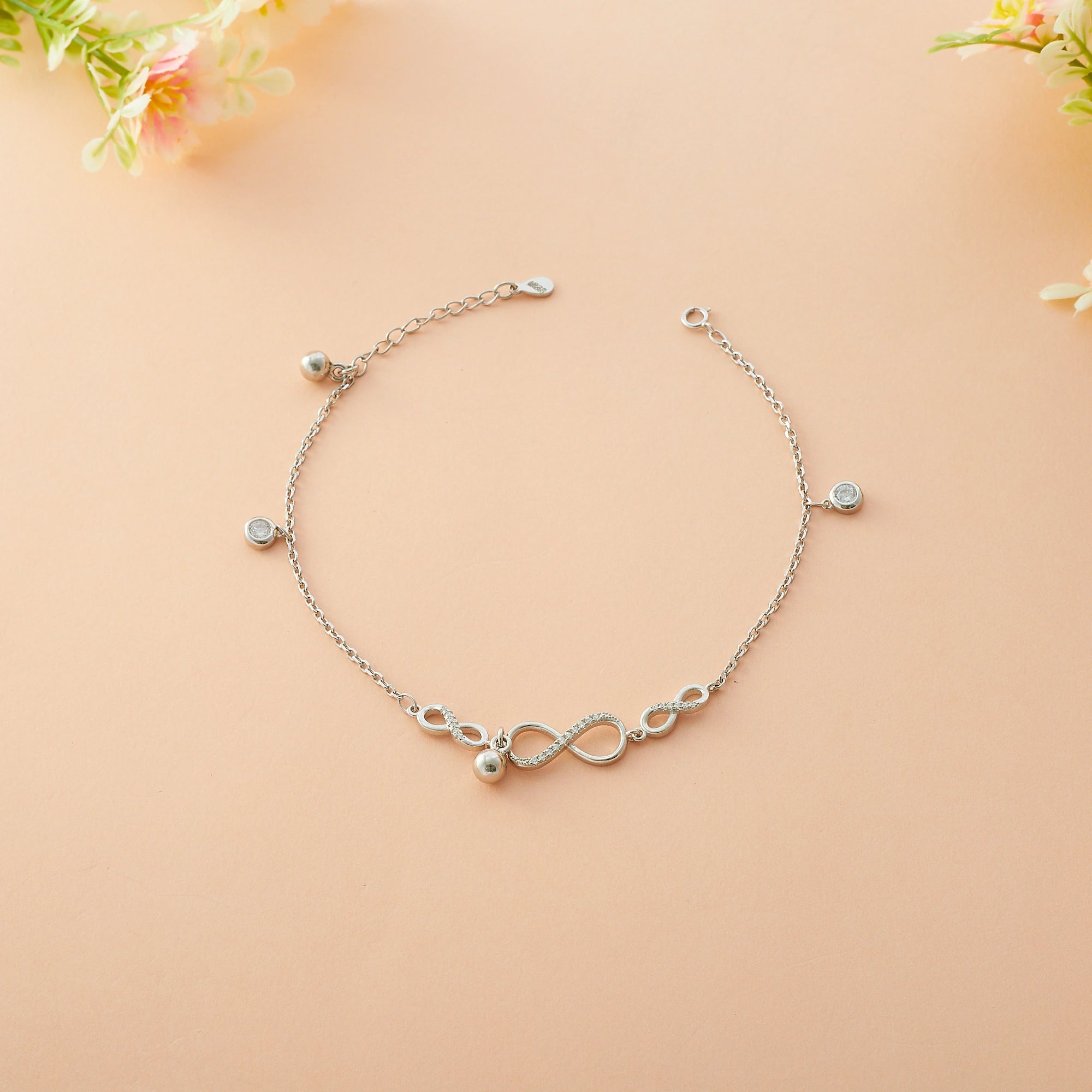 Silver Infinity Motif Anklet Ishna