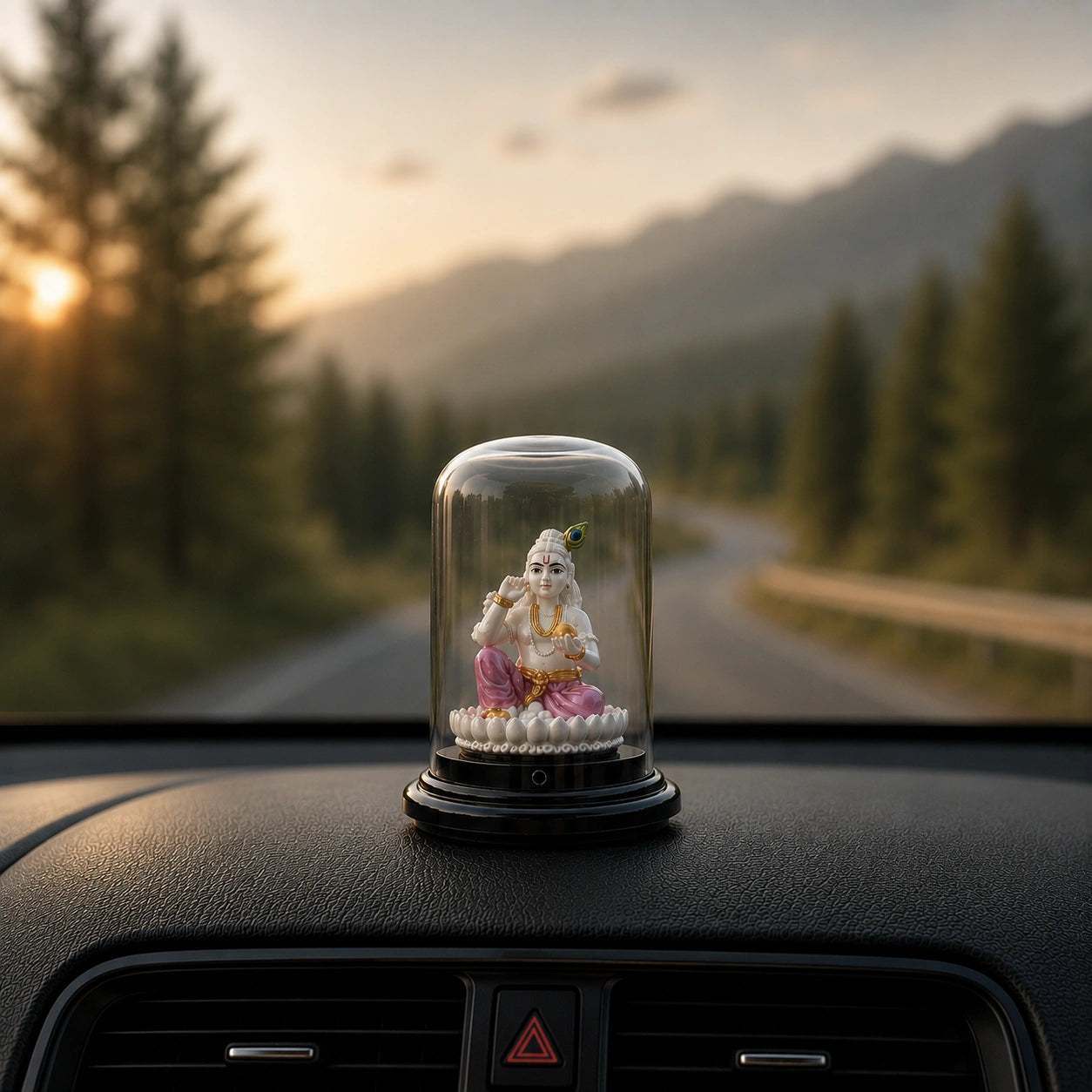 Silver Krishna Idol for Car Dashboard Ishna