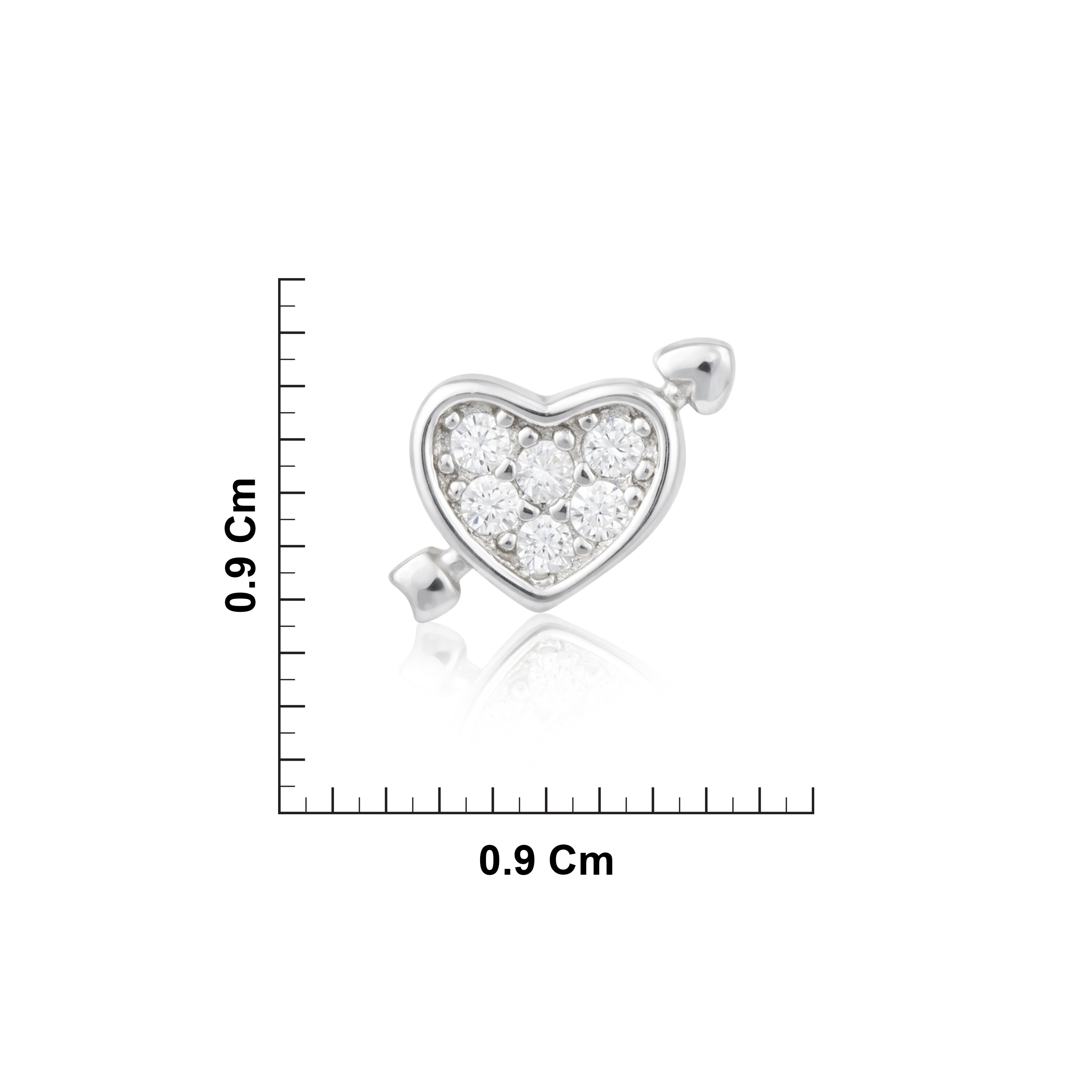 Silver Love Heart CZ Stud Earrings Ishna
