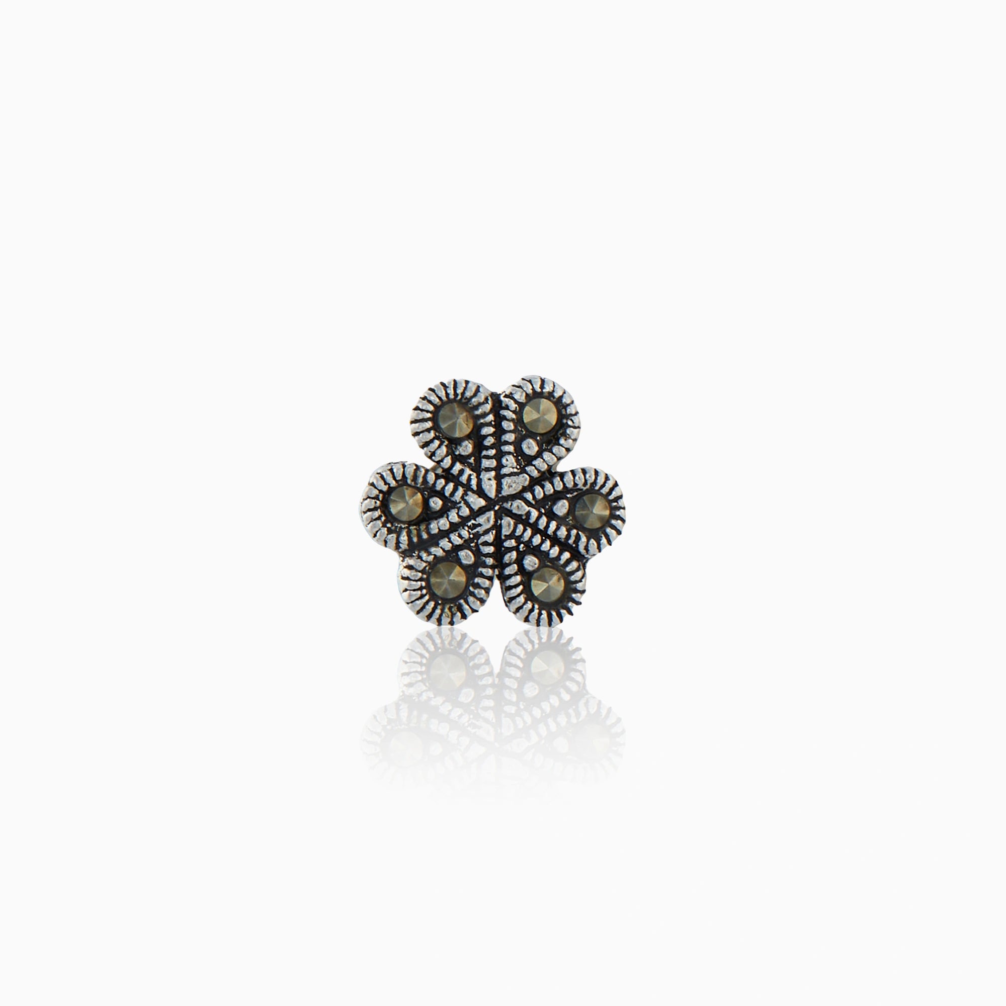 Silver Marcasite Flower Nose Pin