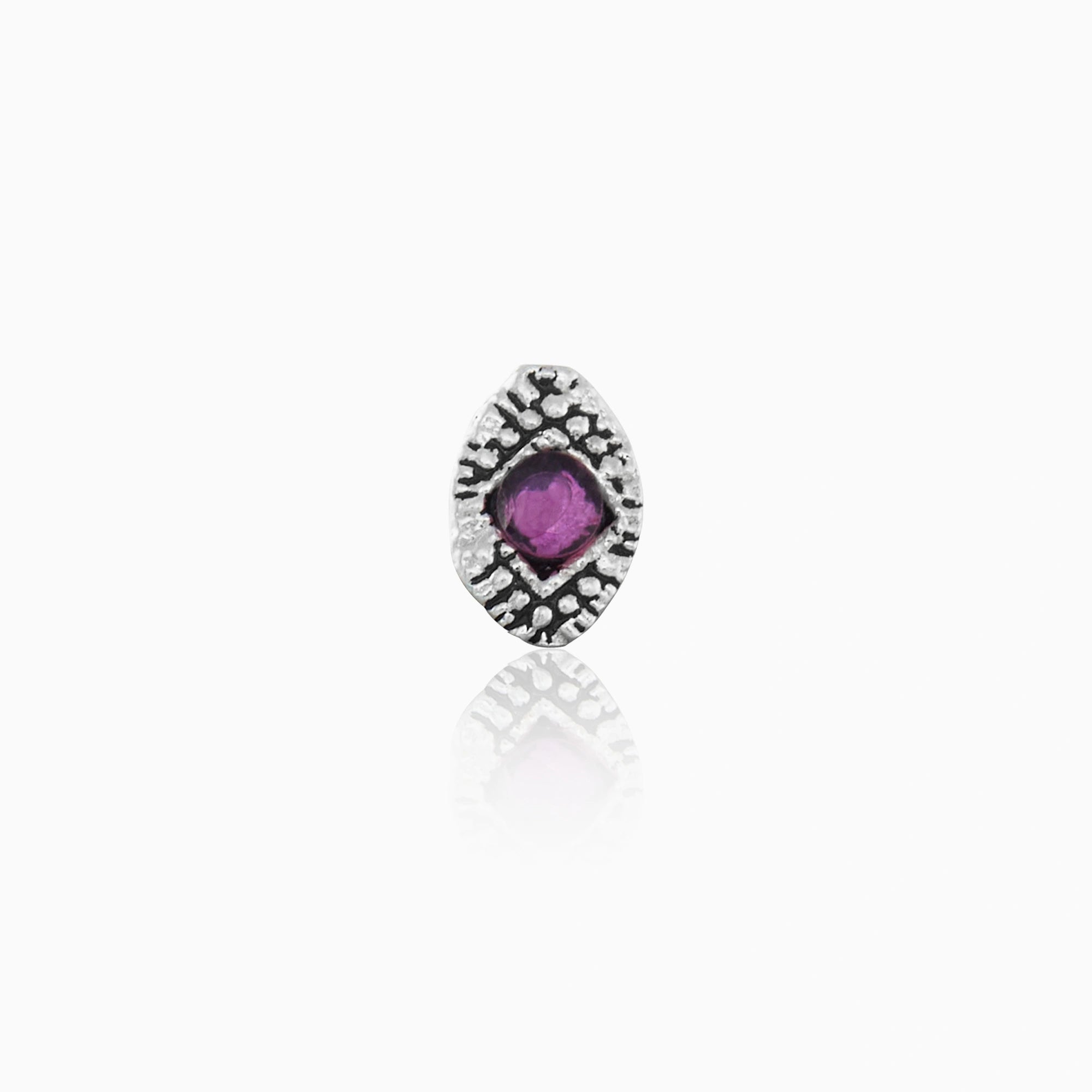Silver Marcasite Purple Nose Pin