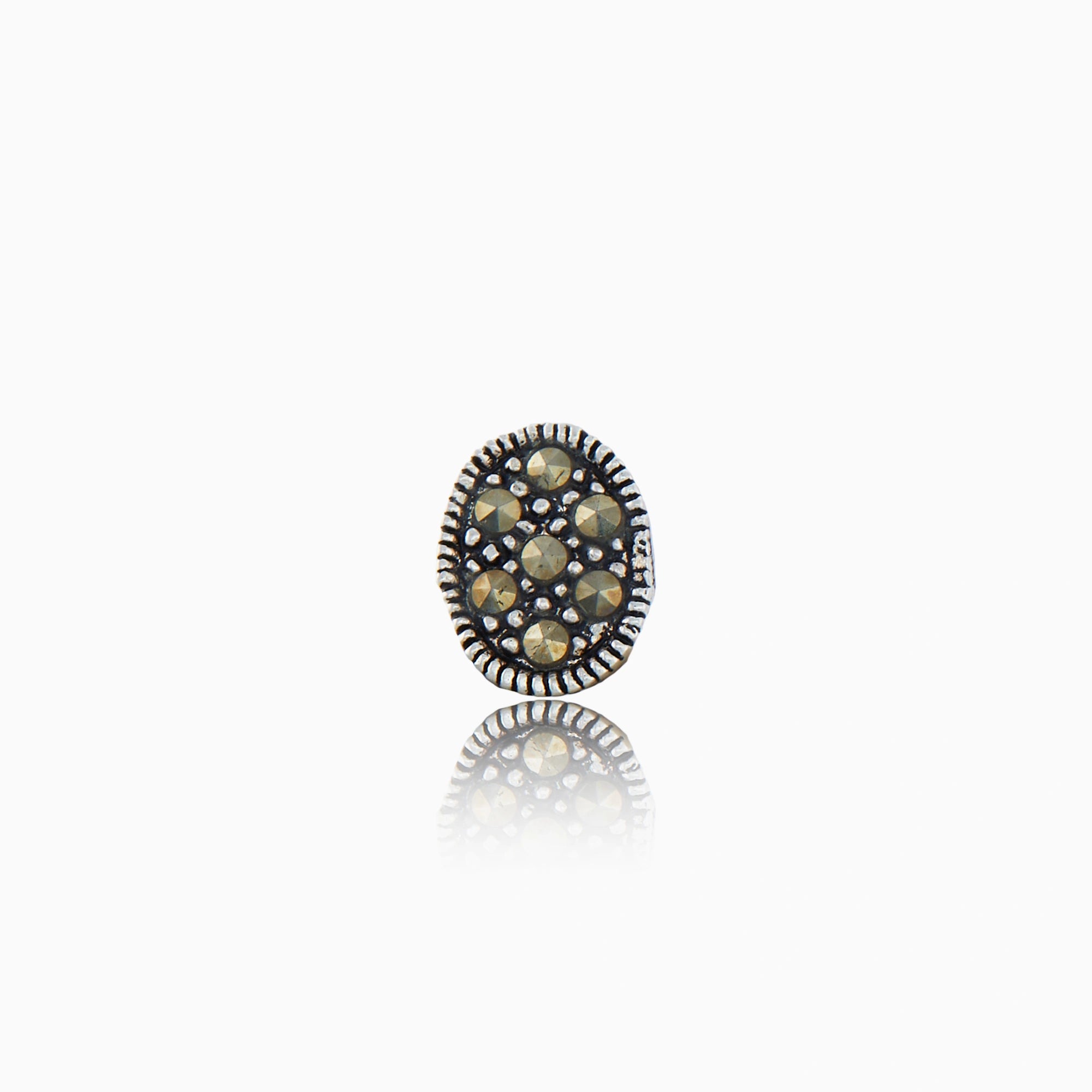 Silver Marcasite Round Nose Pin