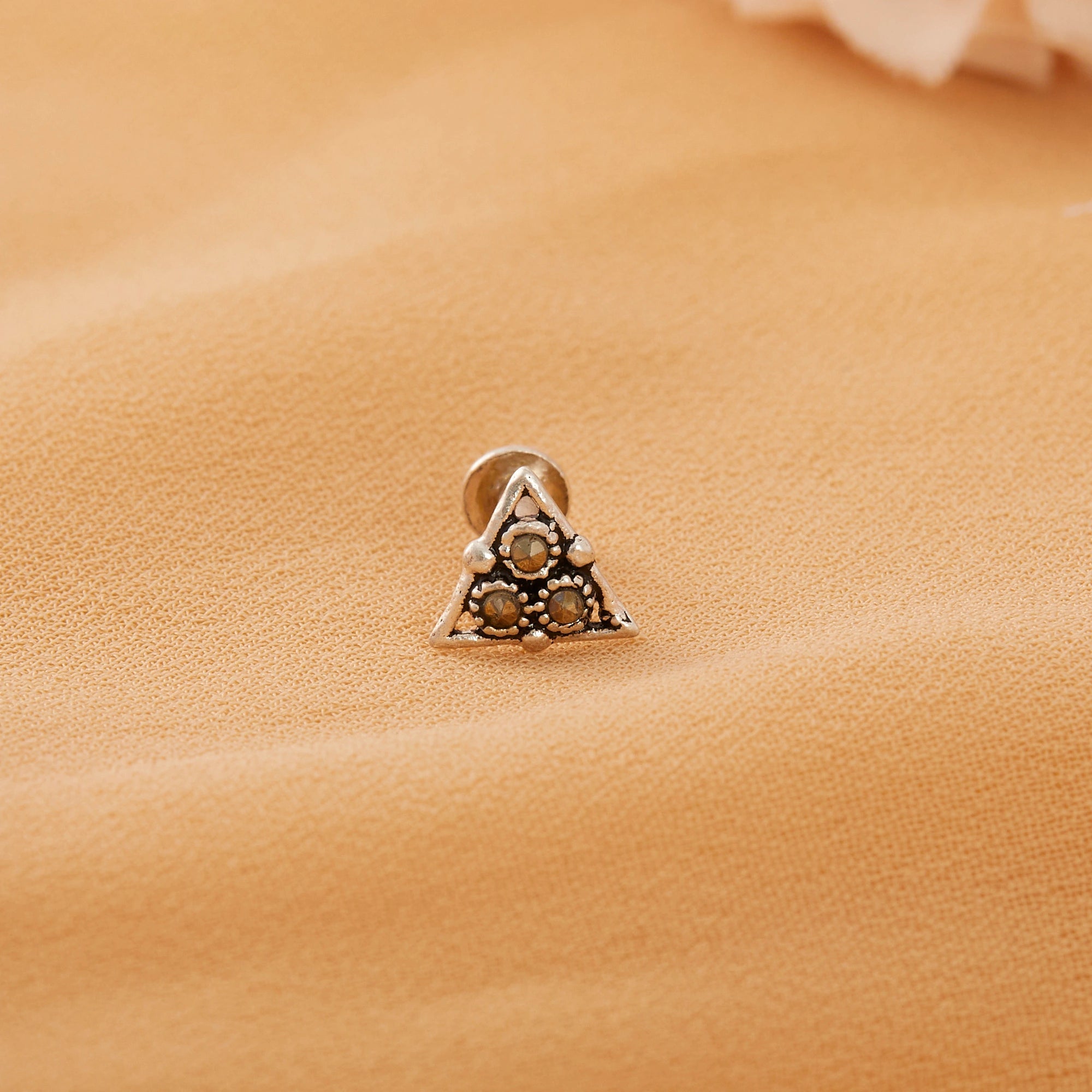 Silver Marcasite Triangle Nose Pin Ishna