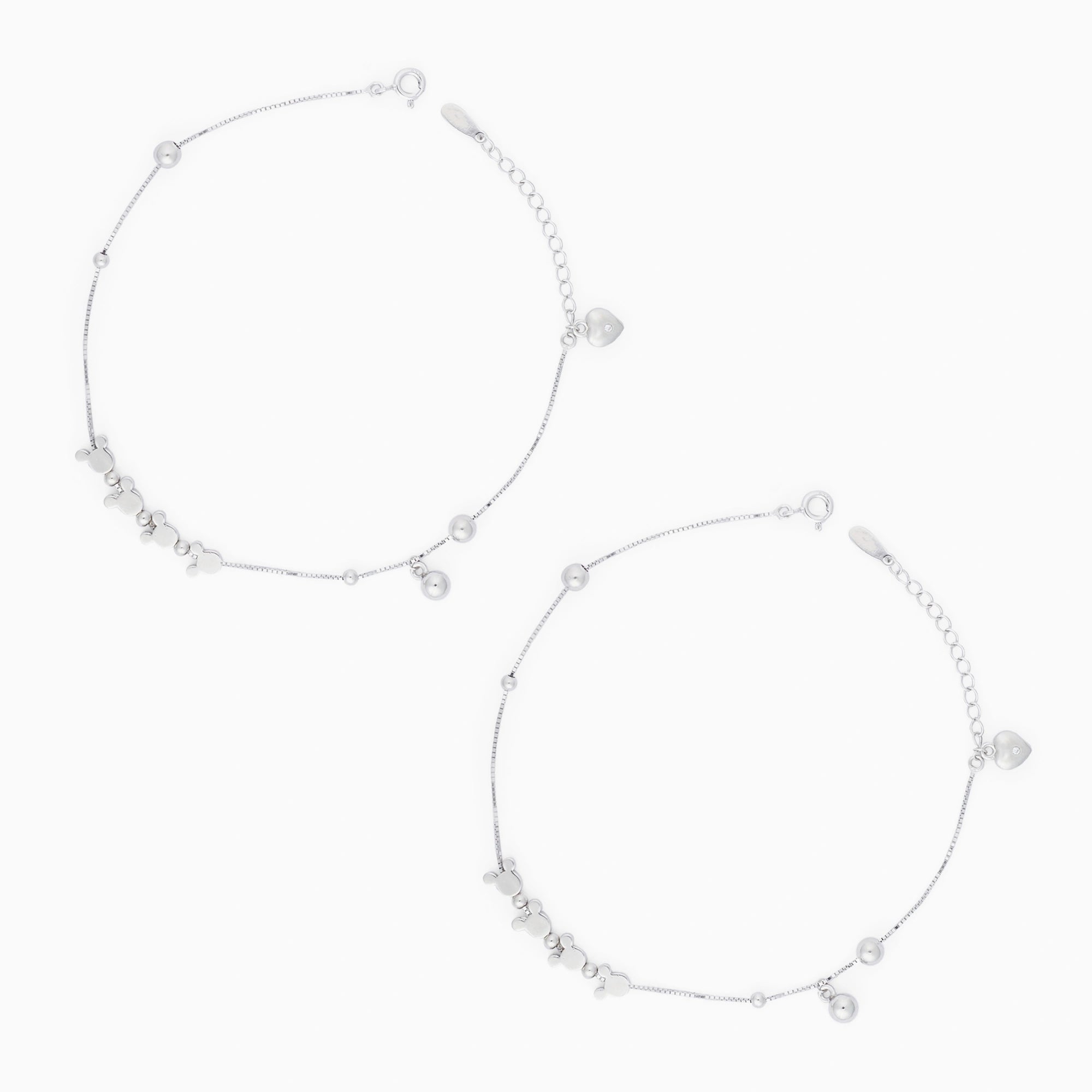 Silver Mickey Motif Charm Anklet Ishna