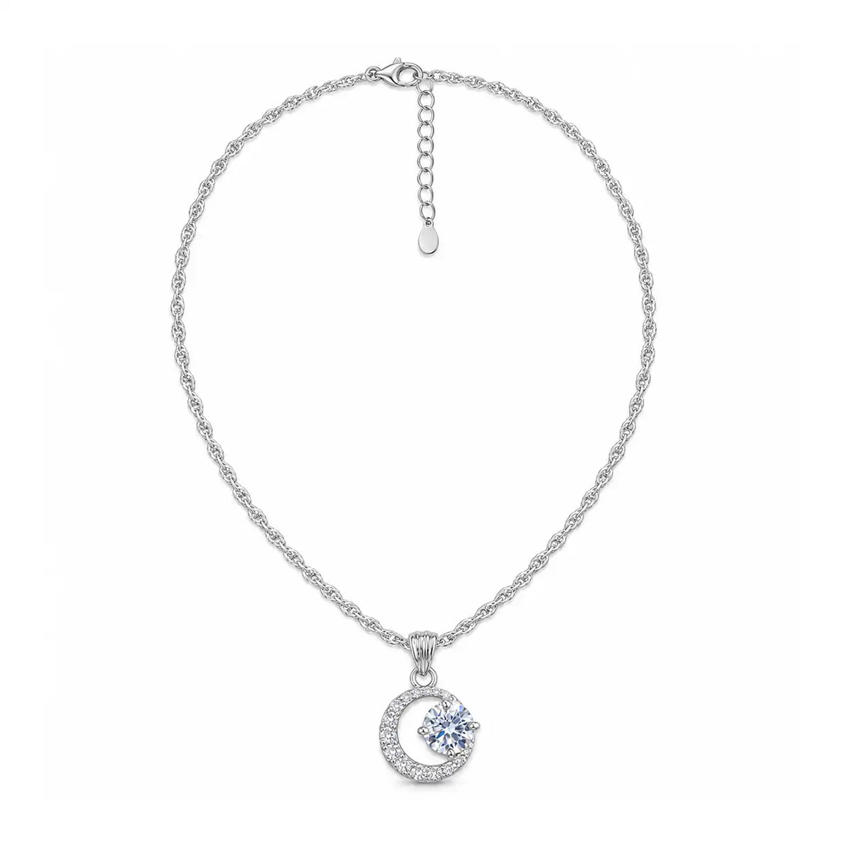 Silver Moon Motif  CZ Chain Ishna