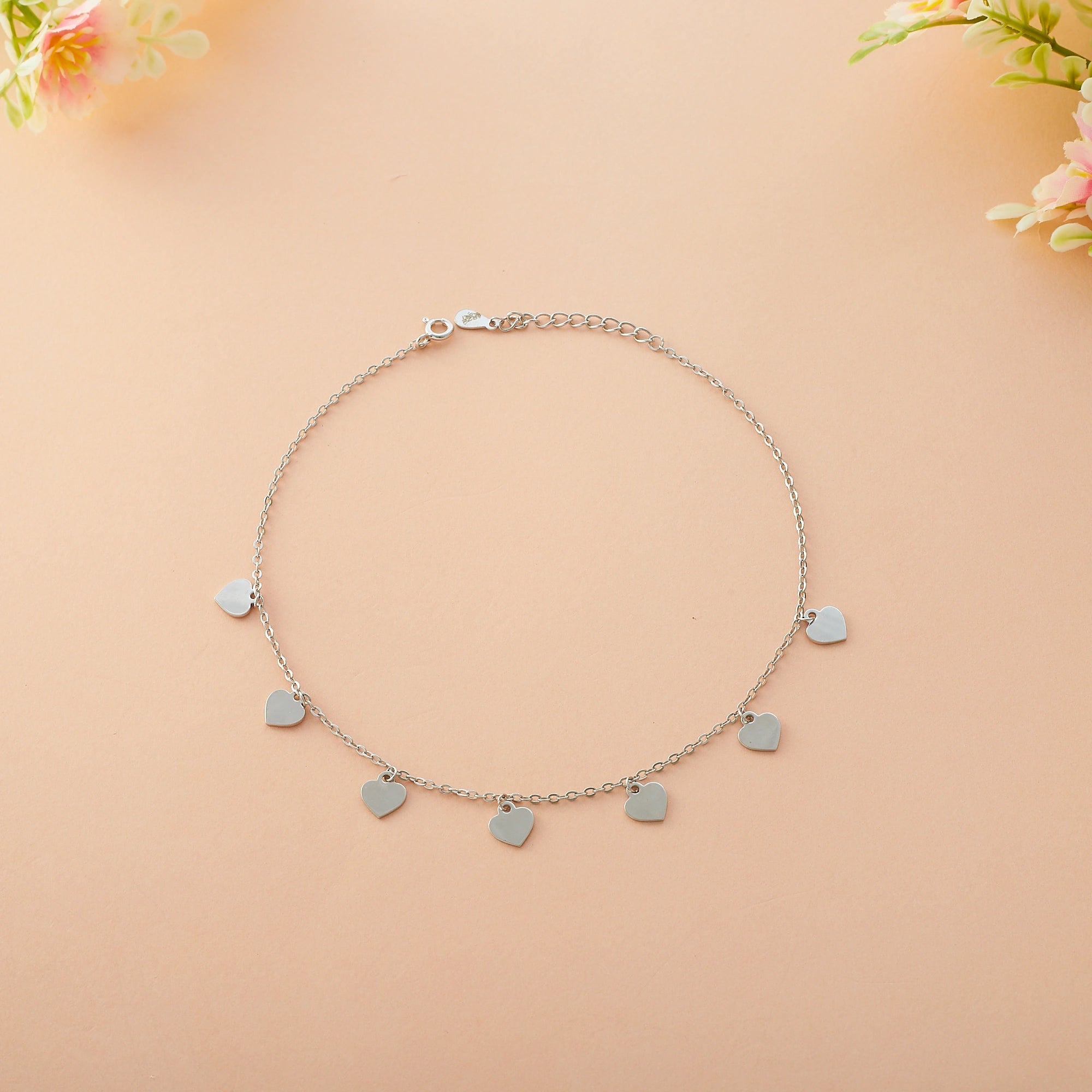 Silver Multi Heart Anklet Ishna