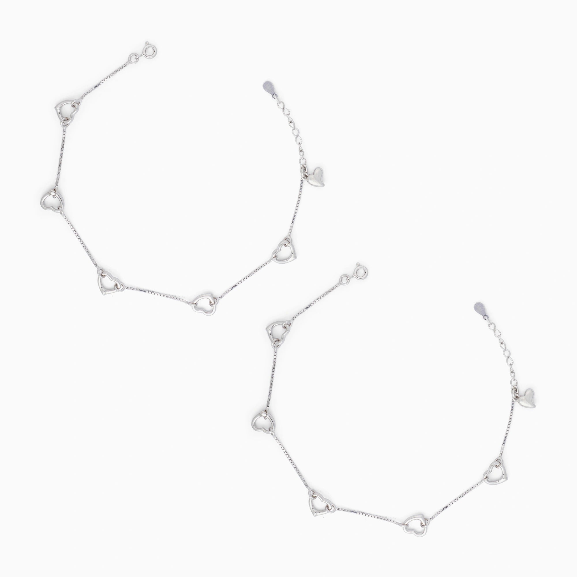 Silver Multi Heart Motif Charm Anklet Ishna
