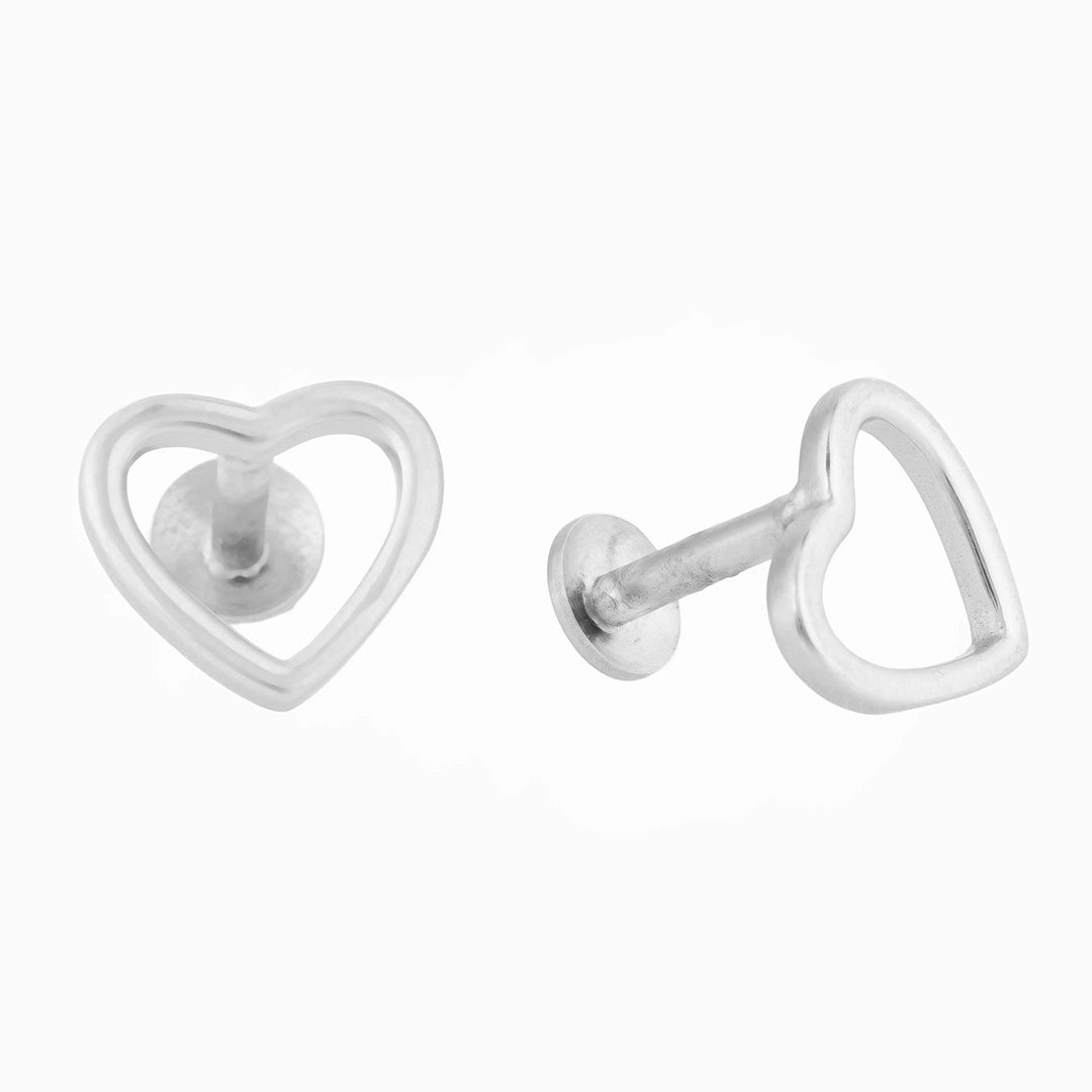 Silver Open Heart Shaped Studs Ishna
