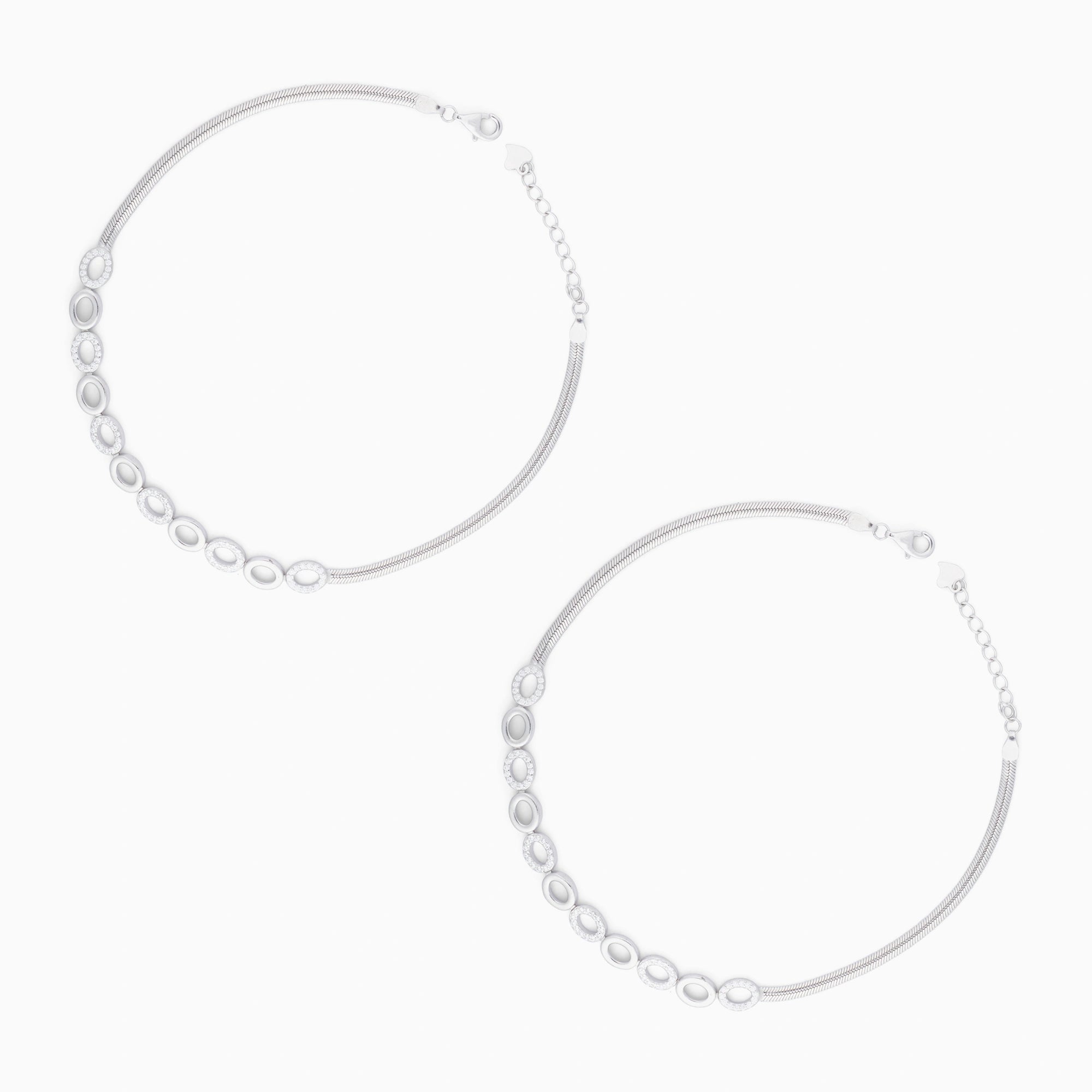 Silver Oval Link Anklet Ishna