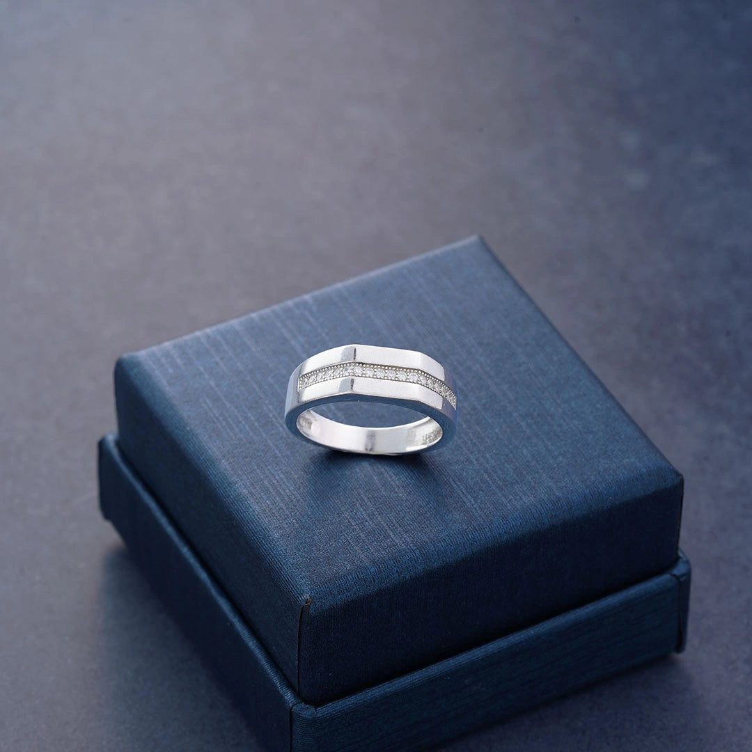  Silver Pave Stone Set Ring Ishna