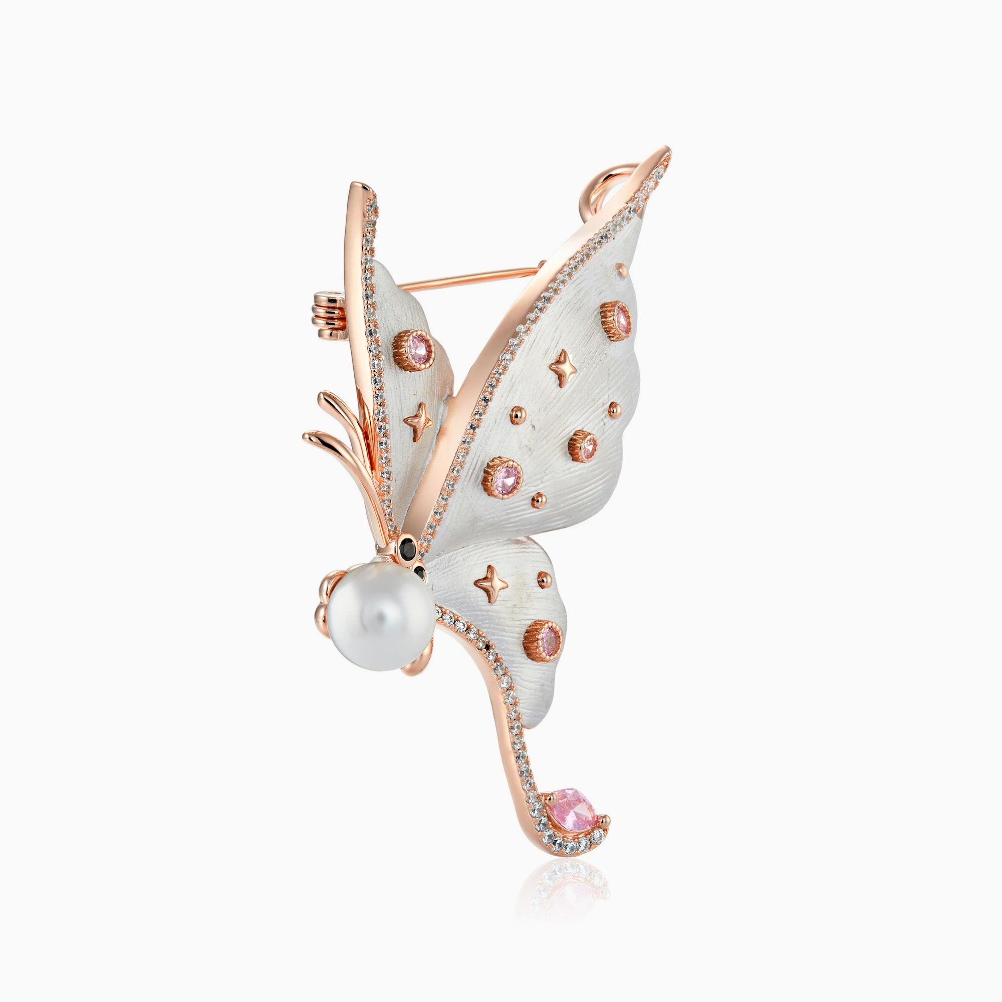 Silver Pearl Butterfly Brooch Ishna