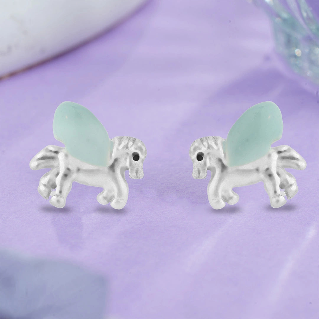 Silver Pegasus Stud Earrings Ishna