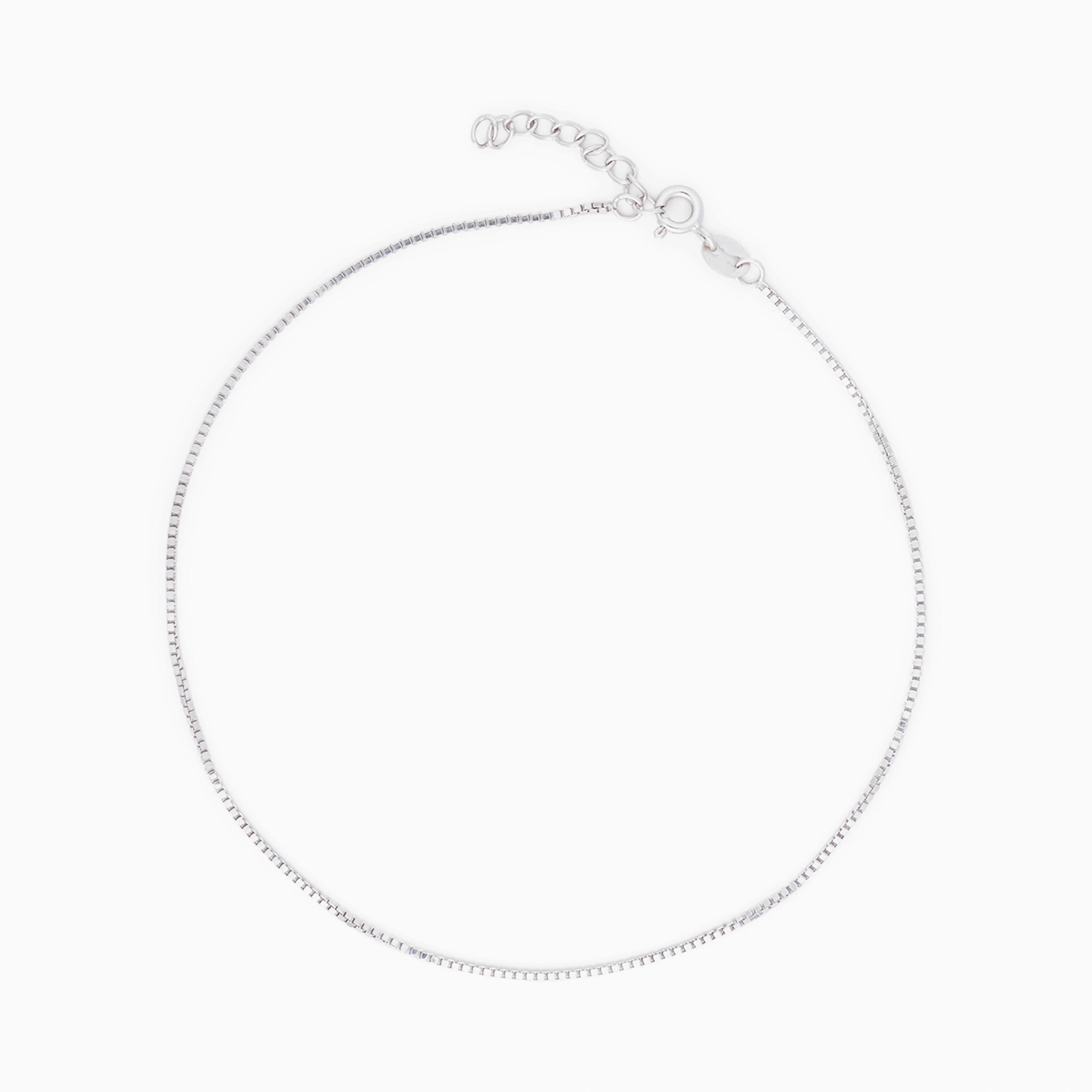 Silver Plain Box Anklet Ishna