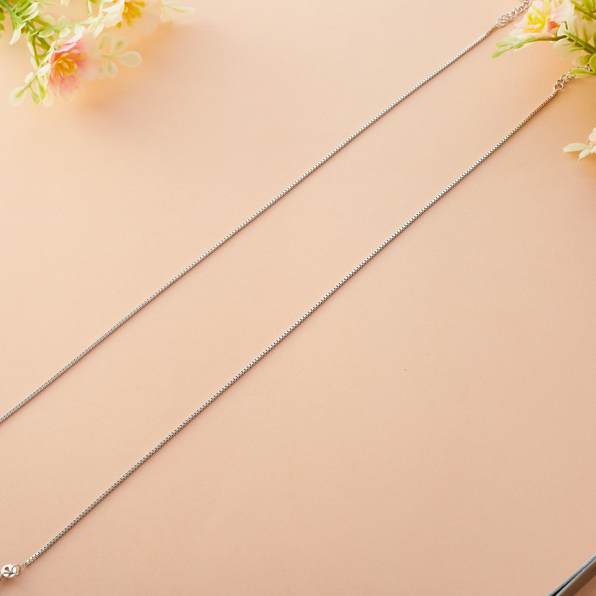 Silver Plain Box Designed Anklet Ishna