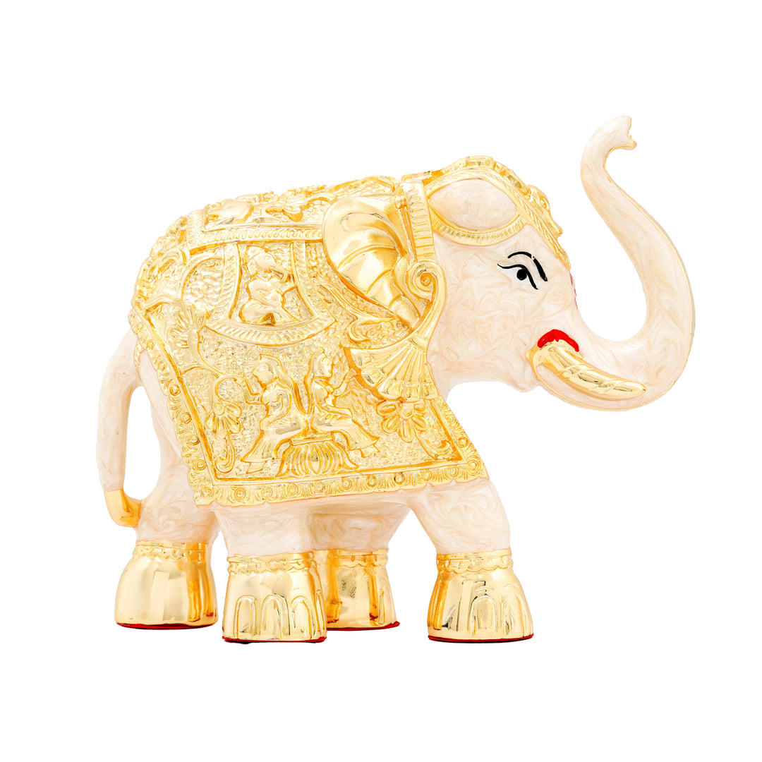 Silver Plated Gold Foil Elephant Statue for Home Decor