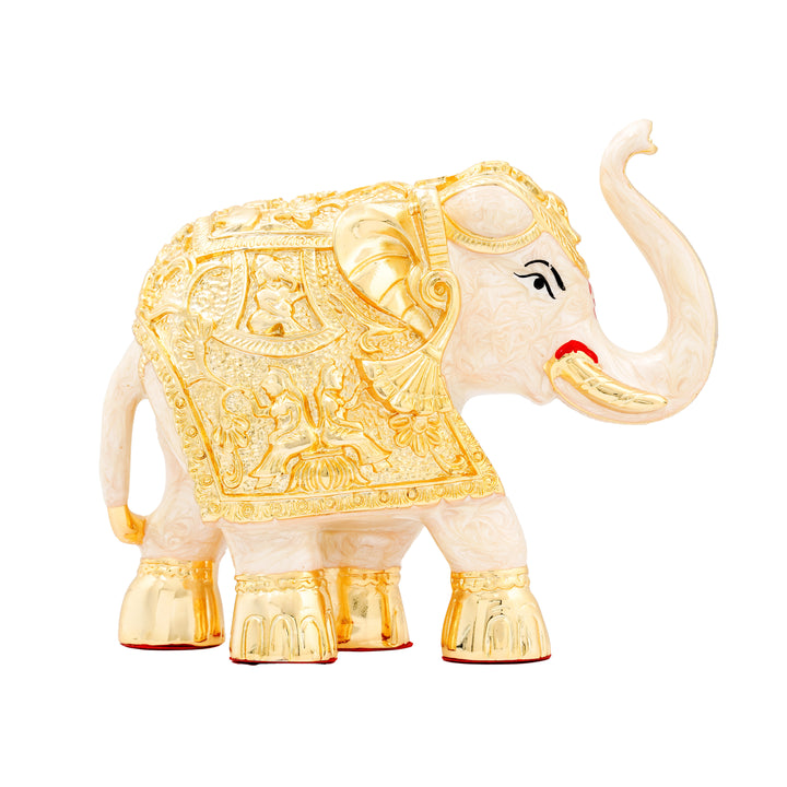 Silver Plated Gold Foil Elephant Statue for Home Decor