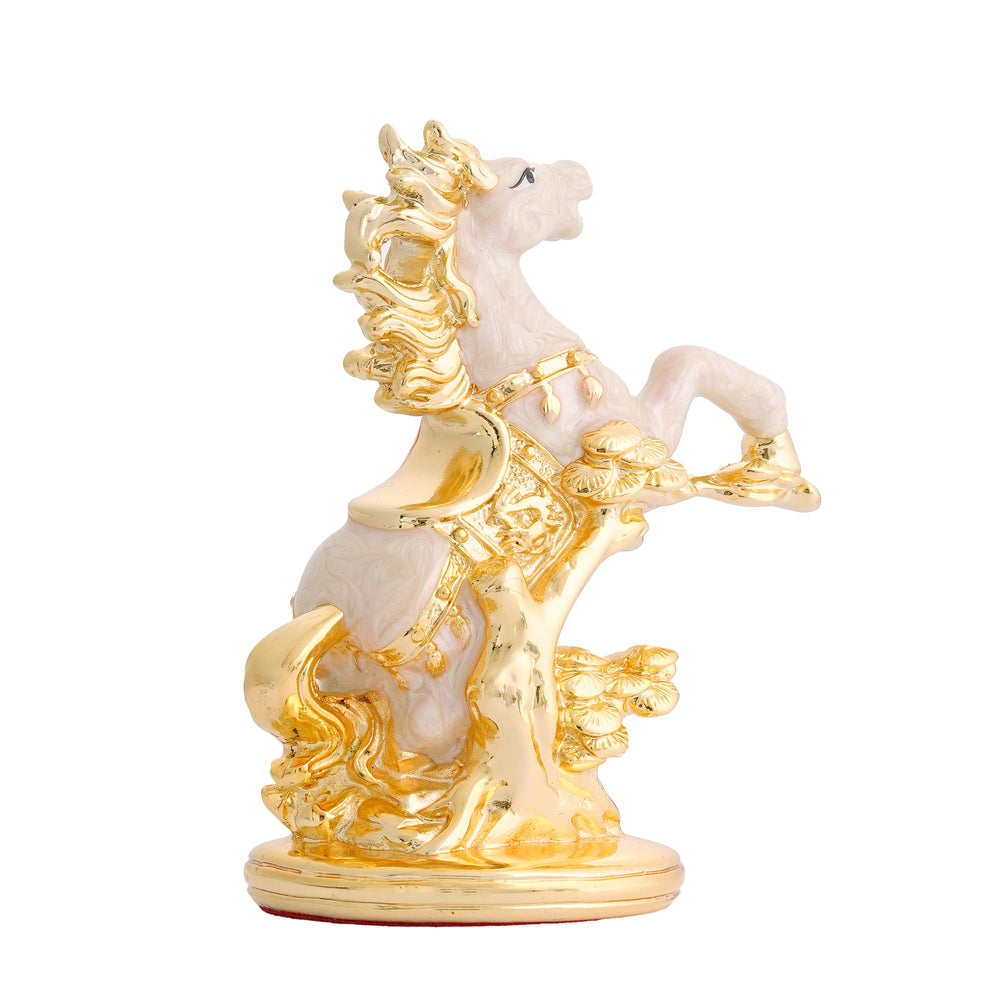 Silver Plated Gold Foil Horse Idol for Home Decor