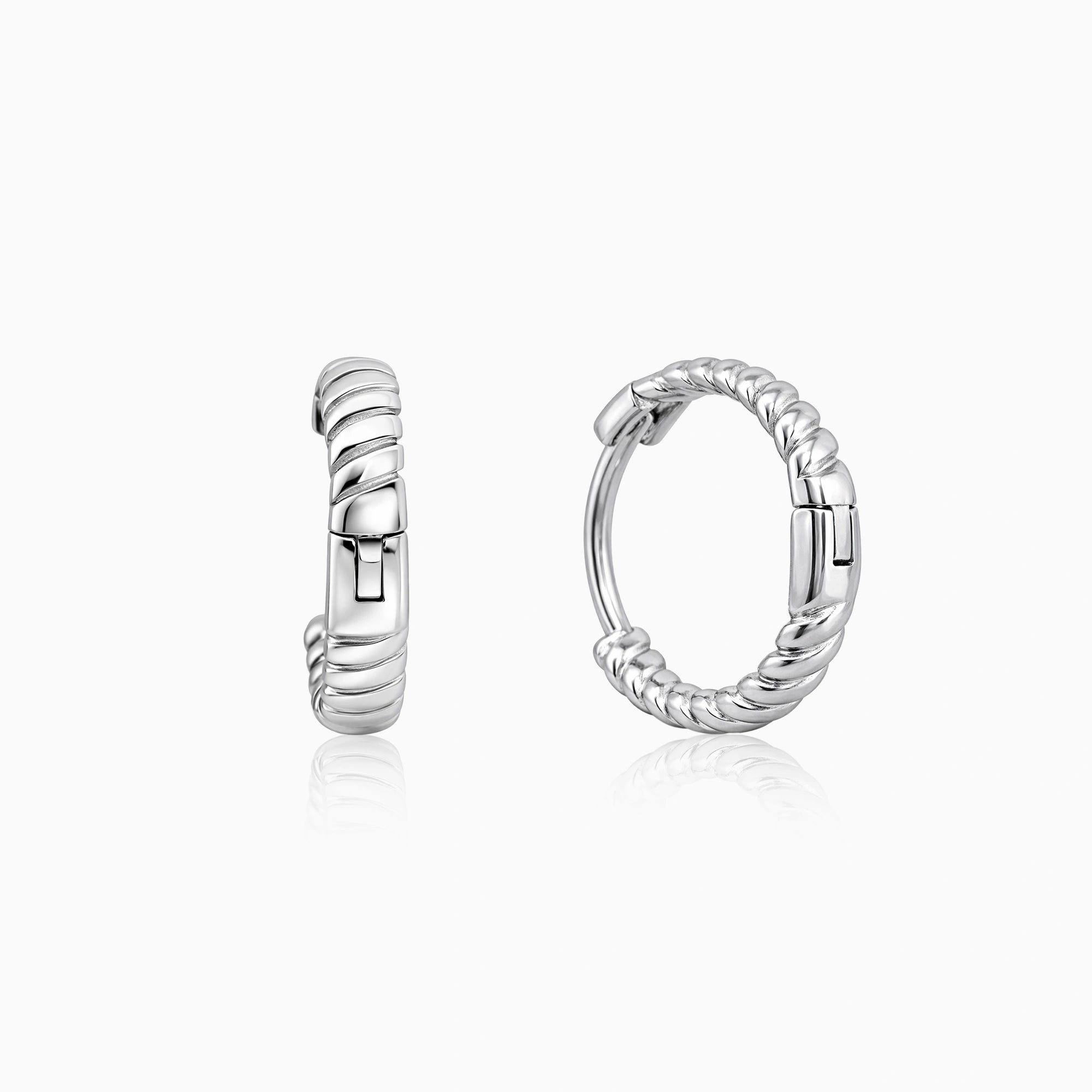 Silver Ribbed Hoop Earrings Ishna