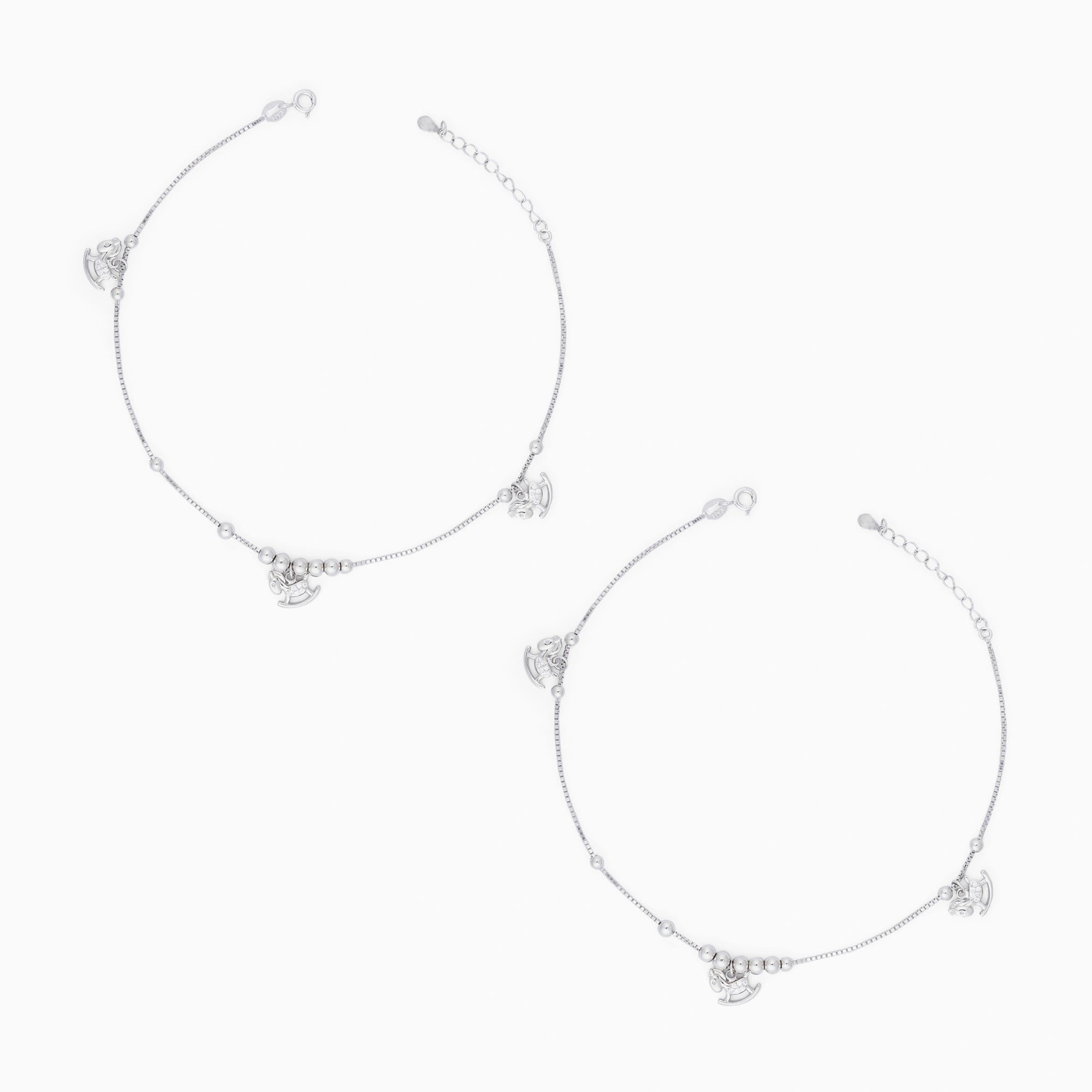 Silver Rocking Horse Charm Anklet Ishna