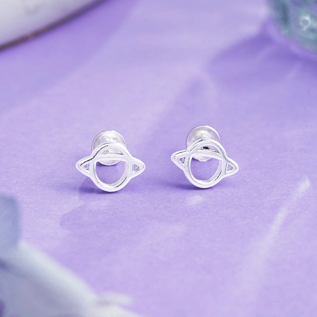 Silver Saturn Stud Earrings Ishna
