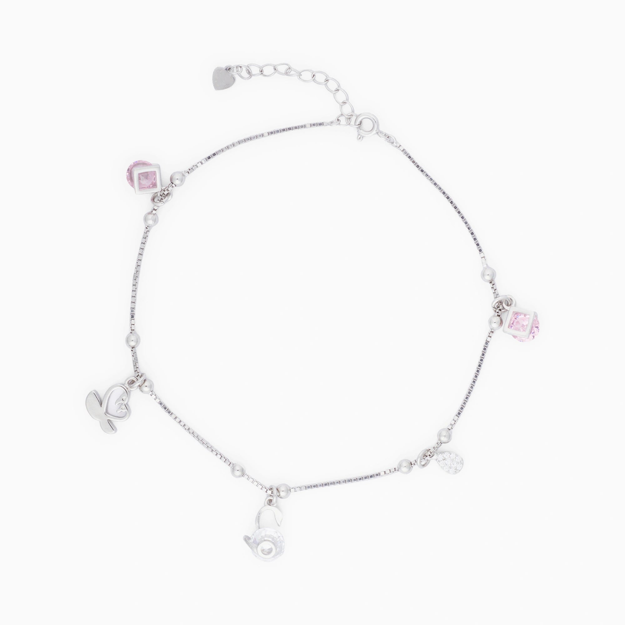Silver Swan Charm Anklet Ishna