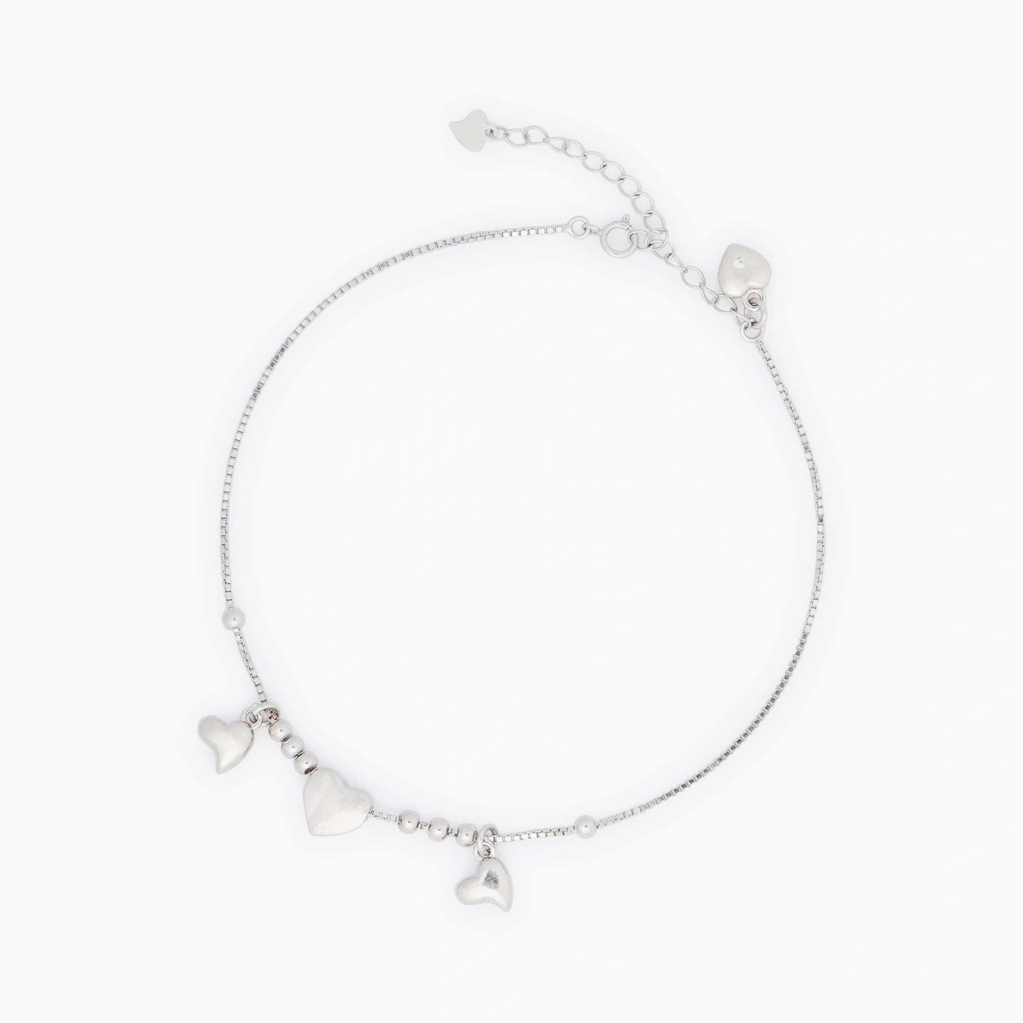 Silver Triple Heart Anklet Ishna