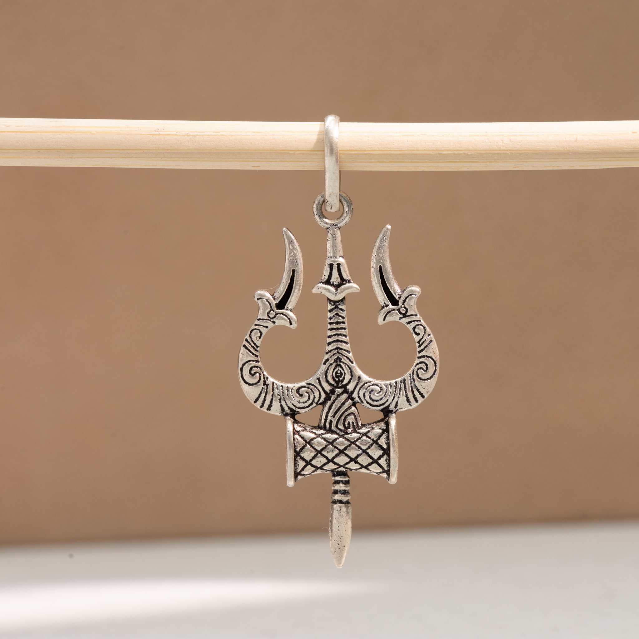 Silver Trishul pendant in sterling silver