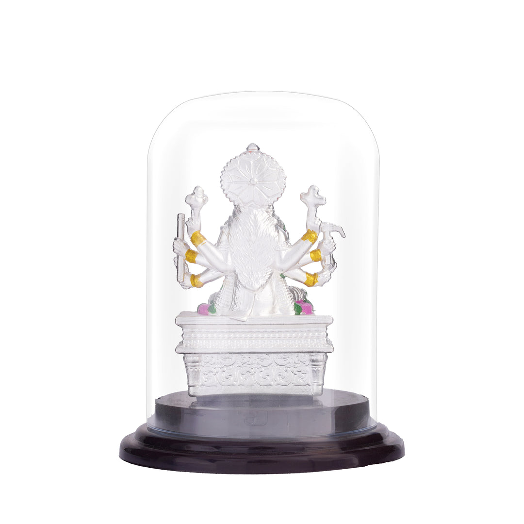 Silver Varagi Amman Idol with Multi-Colour Enamel Detailing