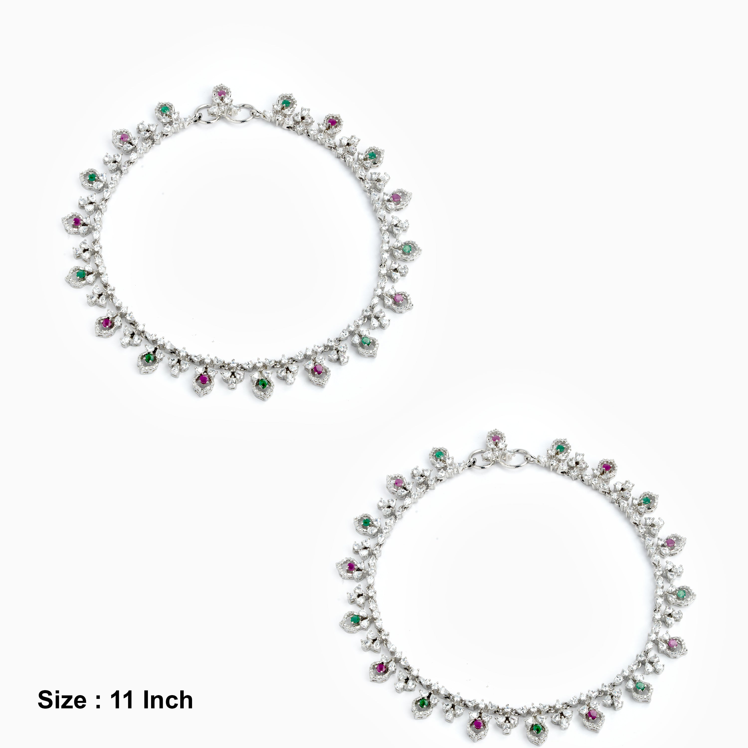 Silver anklet with floral design 