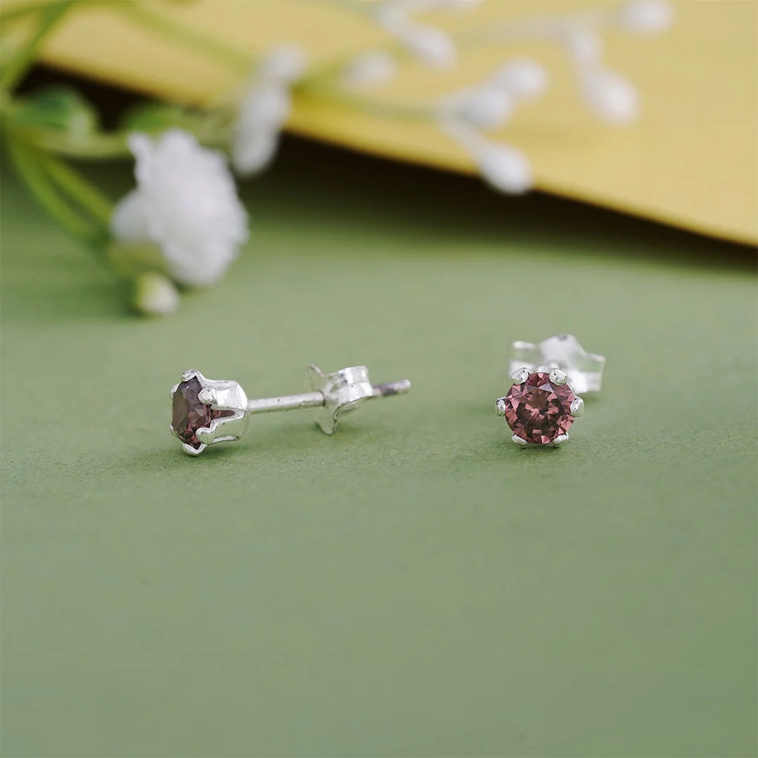 Silver brown crystal earrings