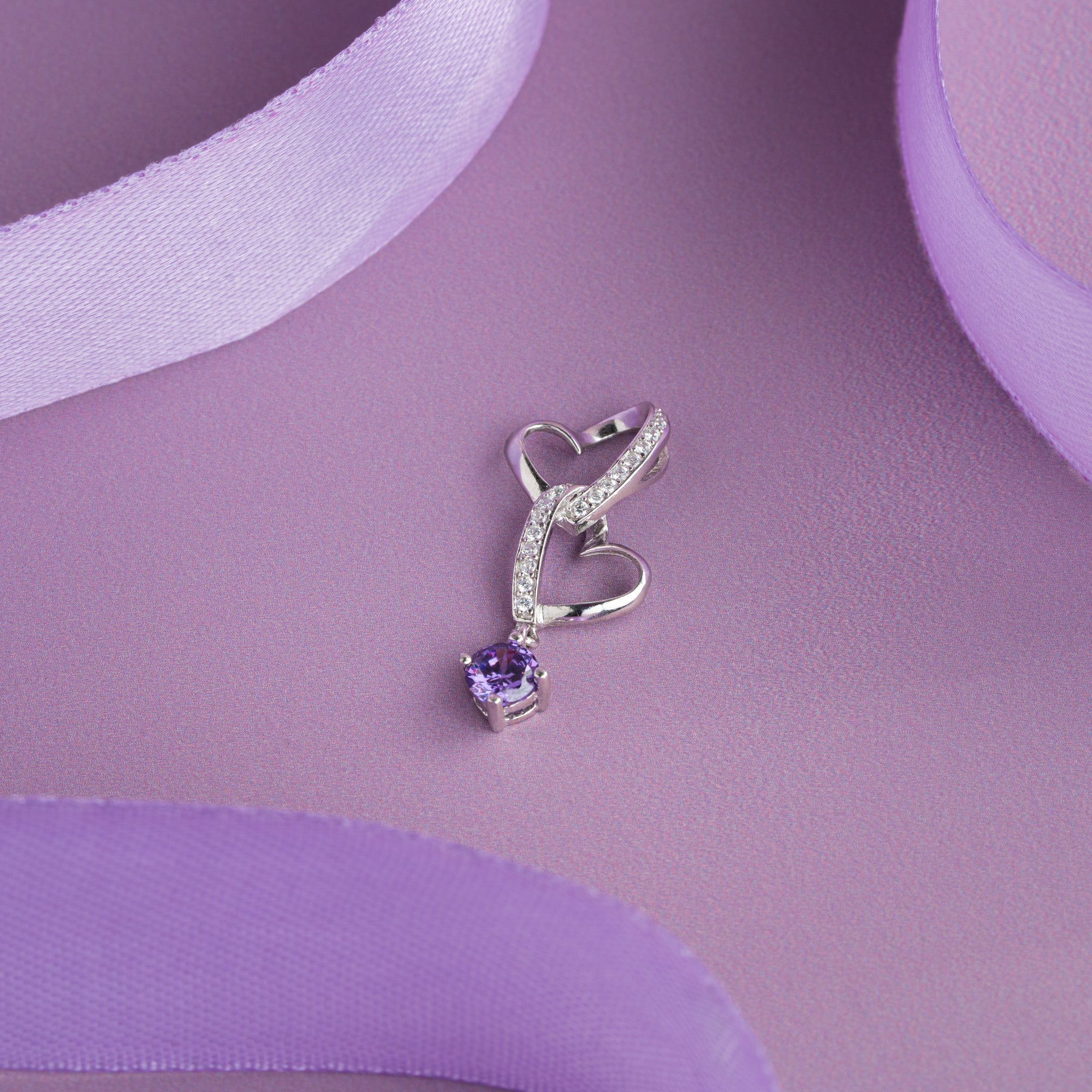 Silver double heart pendant