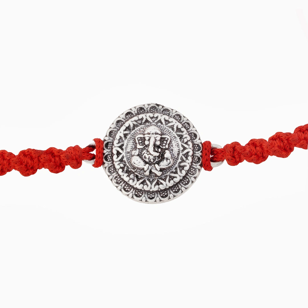Silver ganesh rakhi thread Ishna