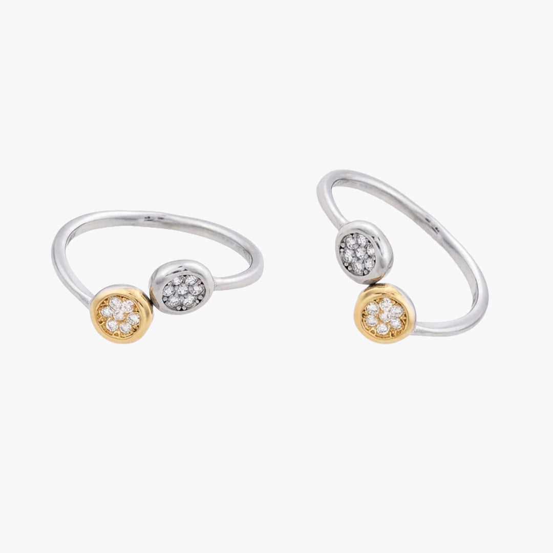 Silver gold stone toe ring