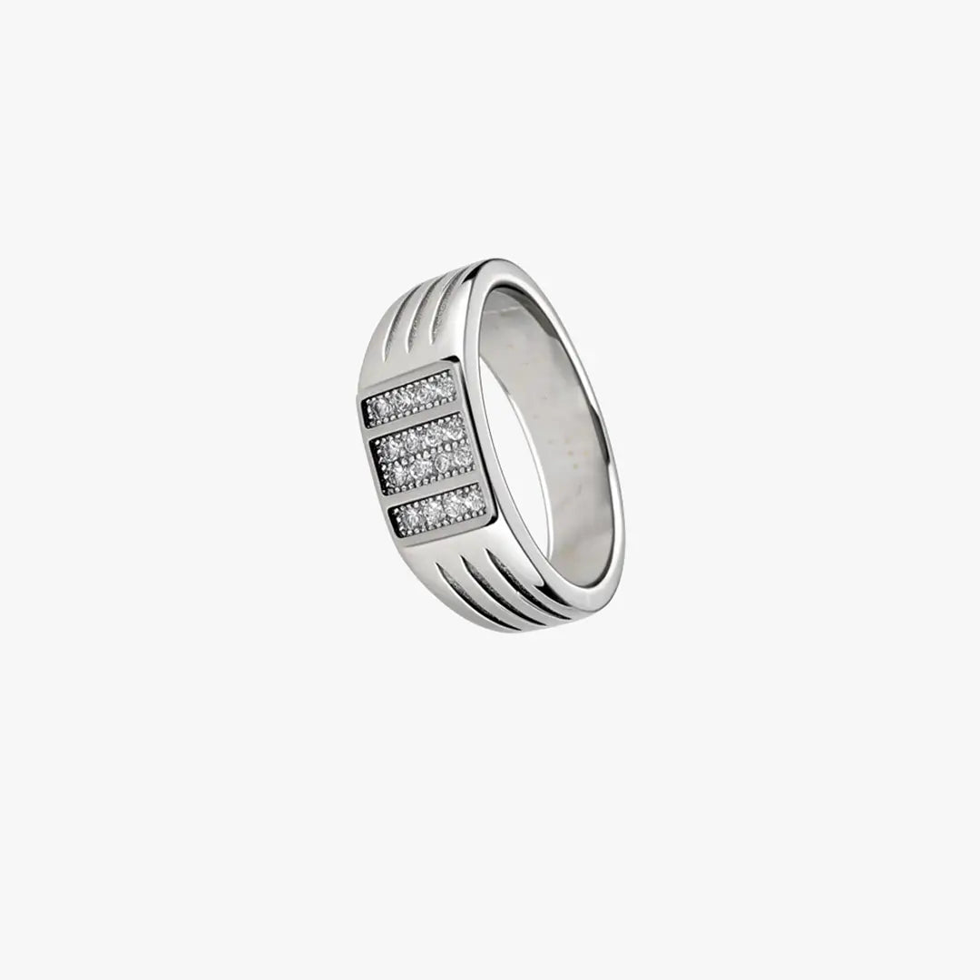 Silver panel ring for boys