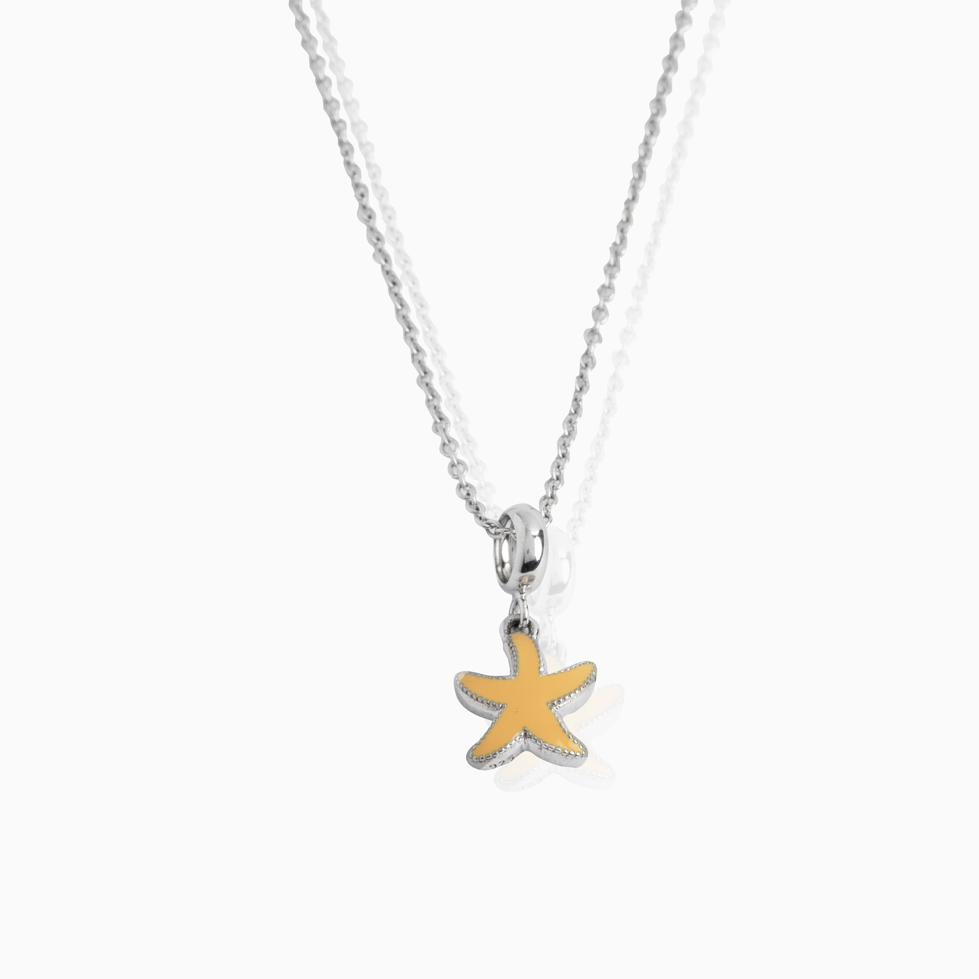 Silver starfish necklace and earrings set