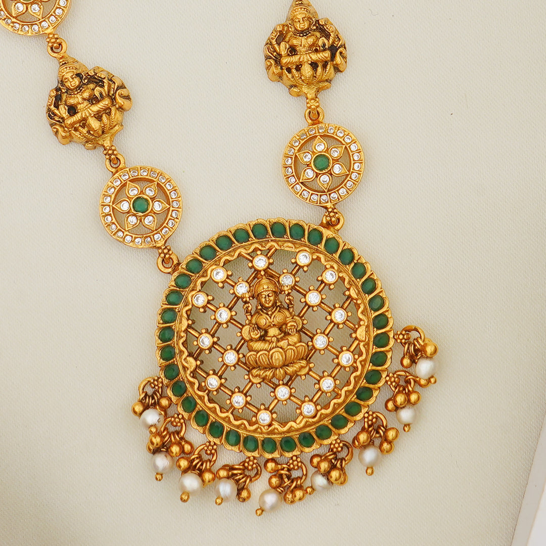 Silver temple jewellery with Lakshmi design