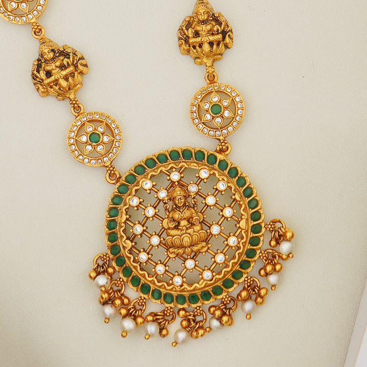 Silver temple jewellery with Lakshmi design