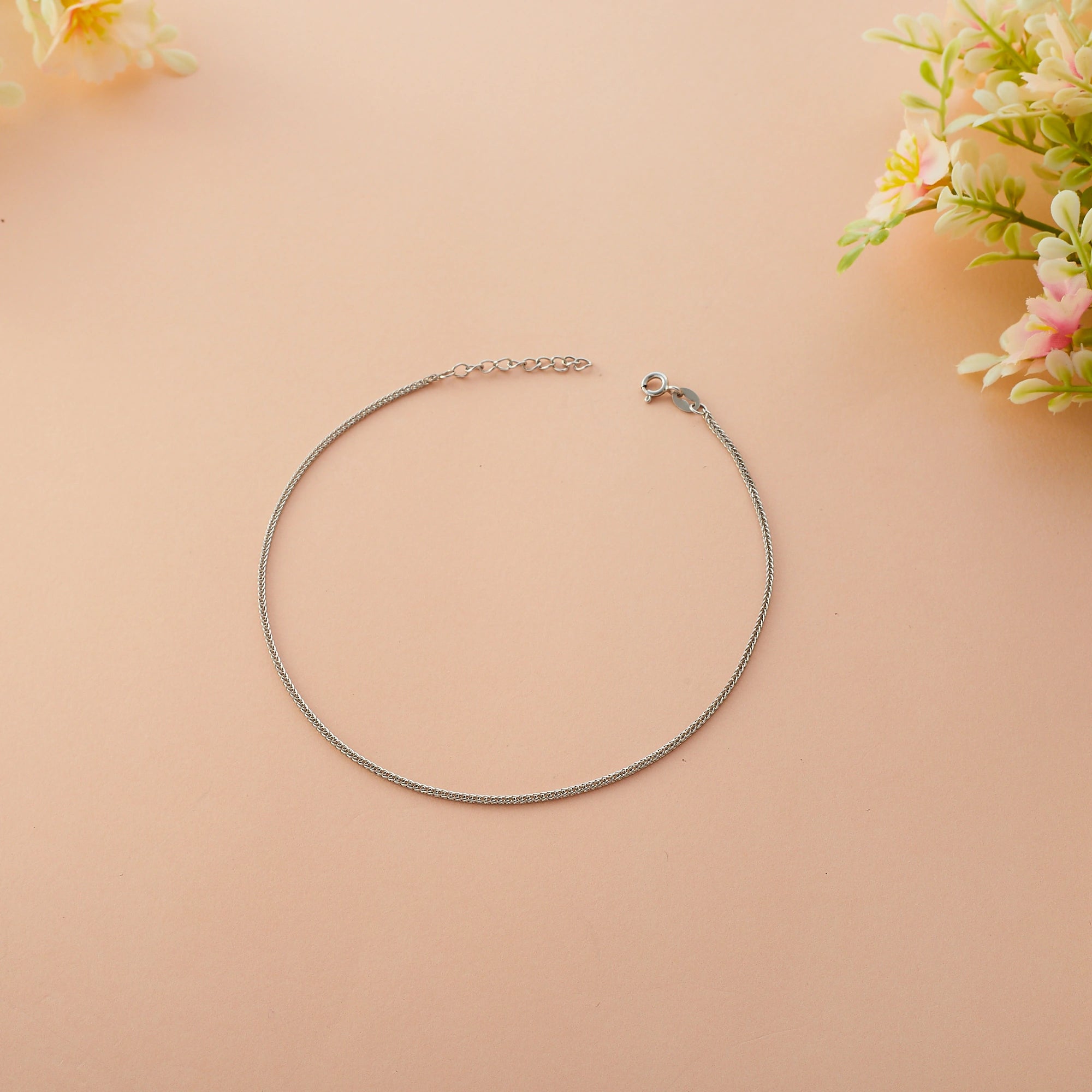 Sleek Sterling Silver Chain Anklet Ishna