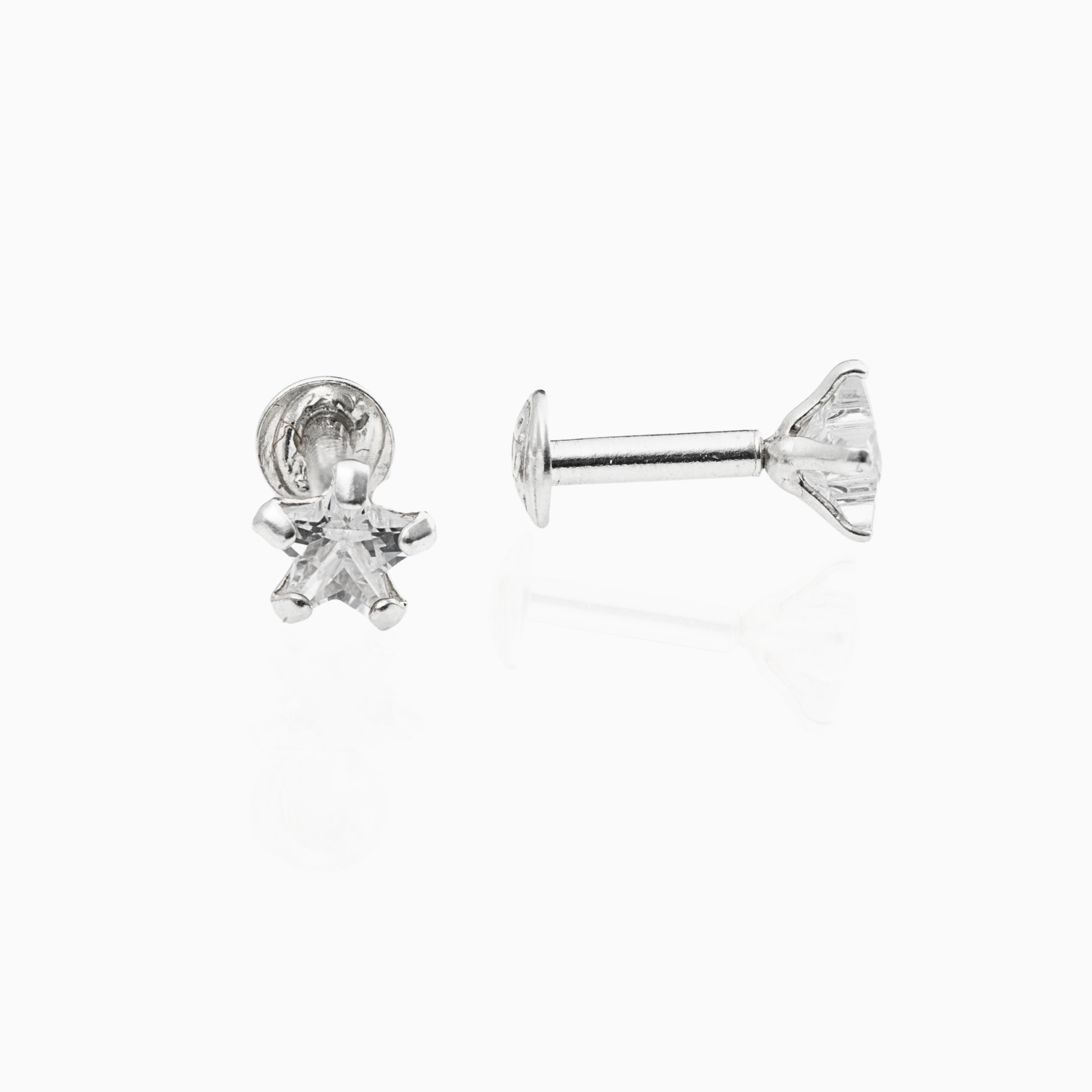Small star design silver side earring