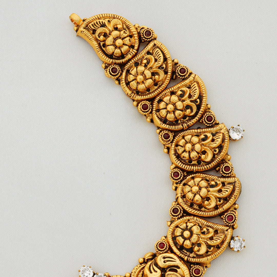 South Indian Antique Bridal Necklace with Mango and Annam Motifs – Ishna Jewellery